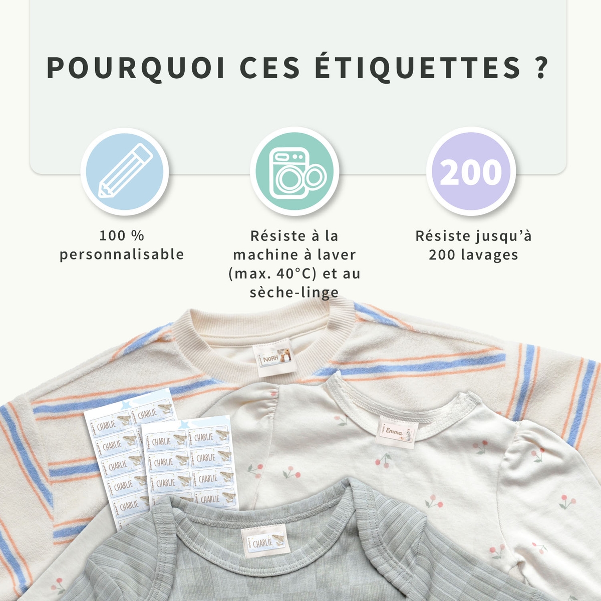 Étiquettes autocollantes pour vêtements Aquarelle
