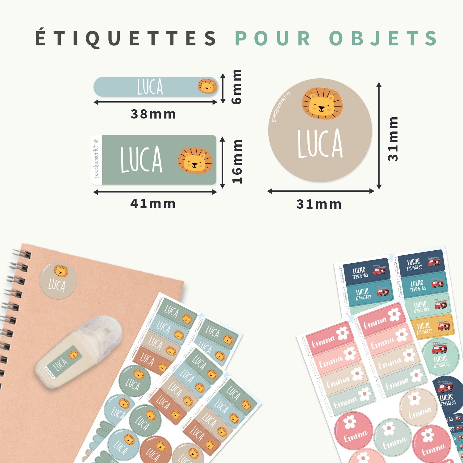 Pack d'Étiquettes Autocollantes pour Objets à Thème