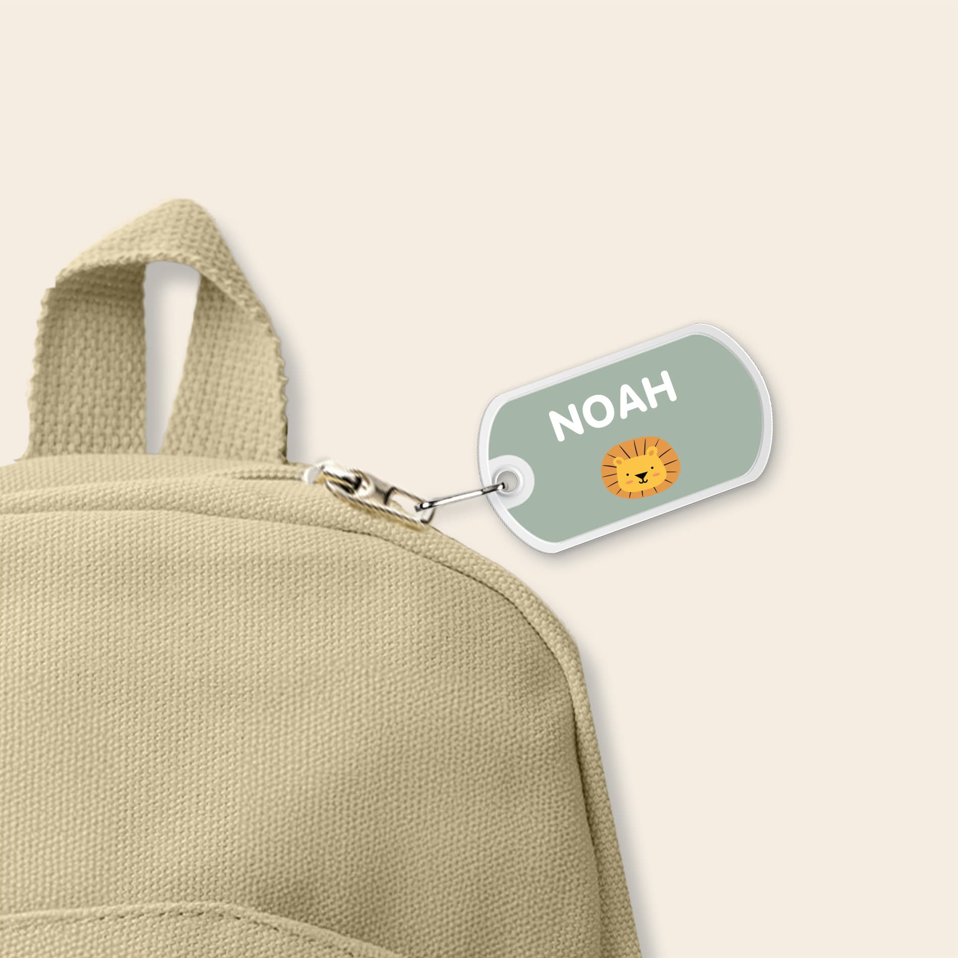Personalised metal bag tag for school bags