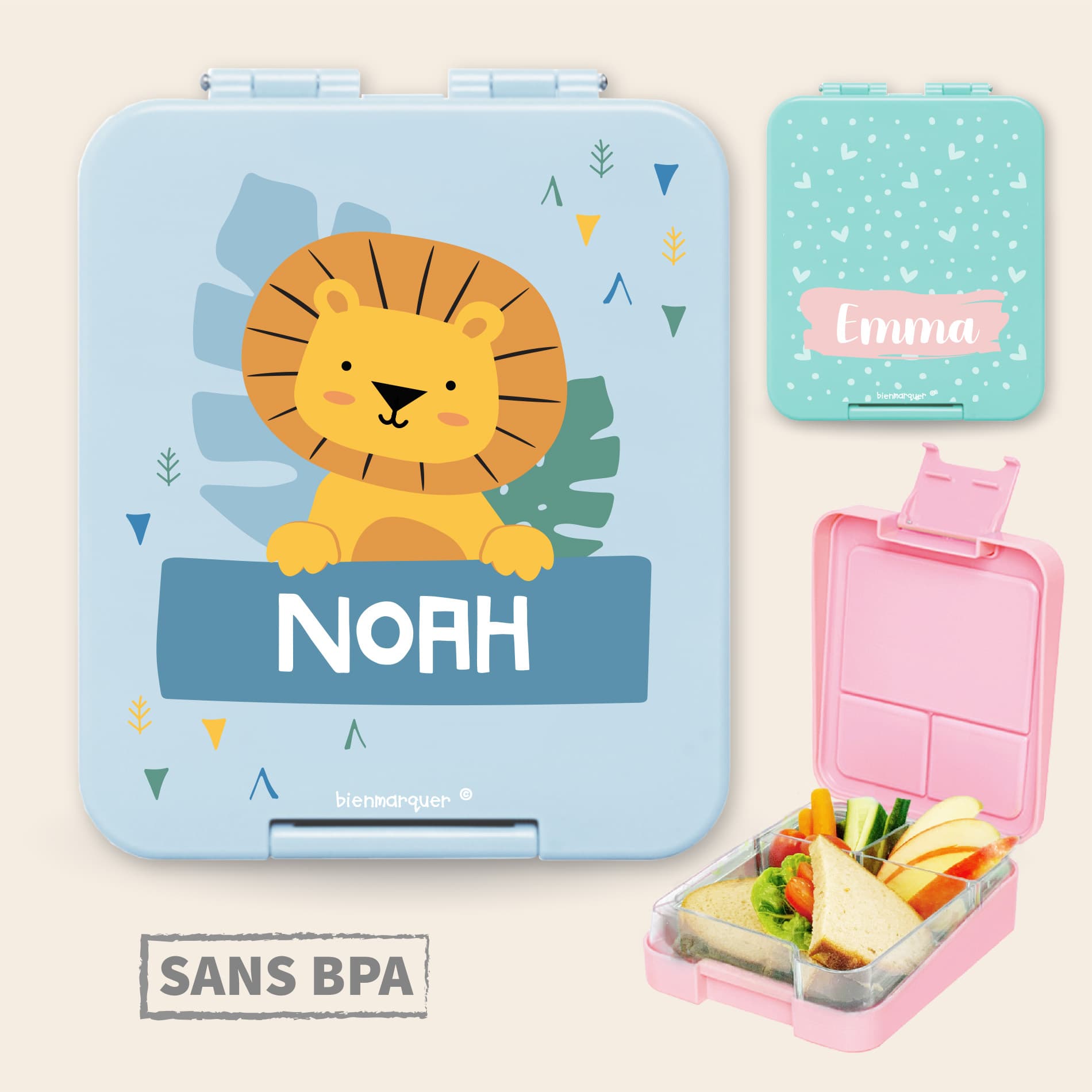 Personalised children’s lunch box with name and icon
