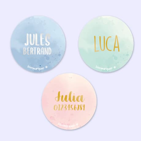 Étiquettes Autocollantes Rondes – Texte Doré / Argenté