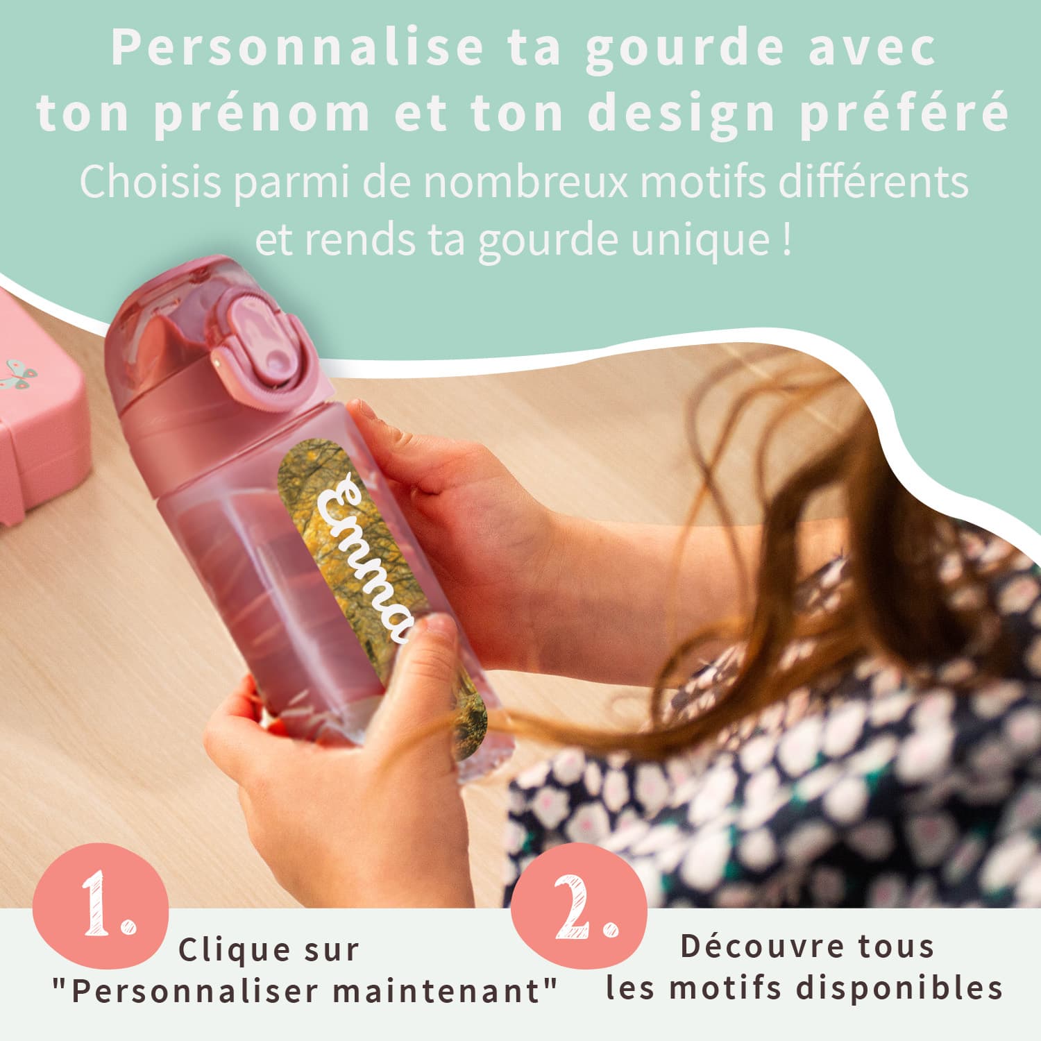 Gourde Enfant Personnalisée au motif réaliste