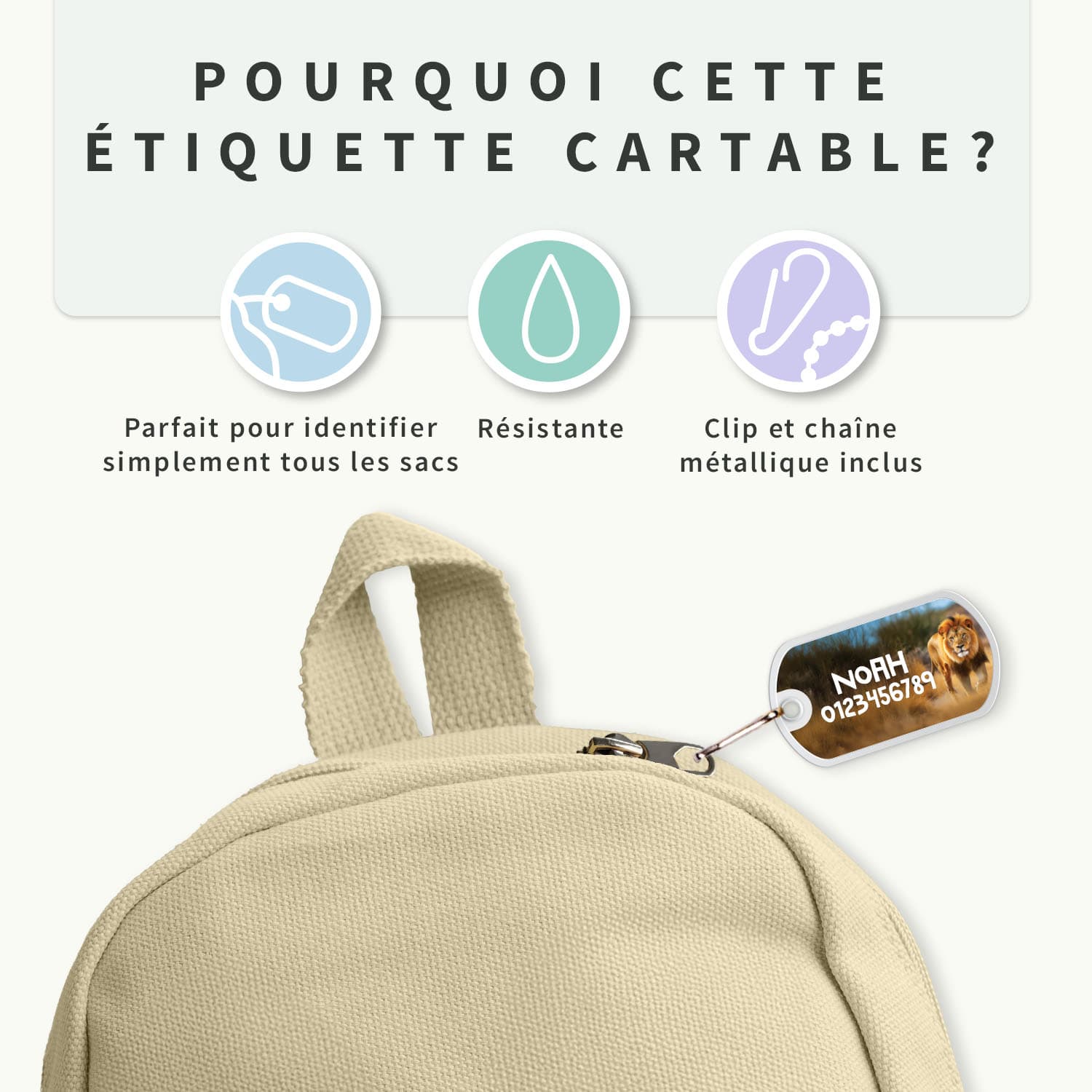 Étiquette cartable au motif réaliste