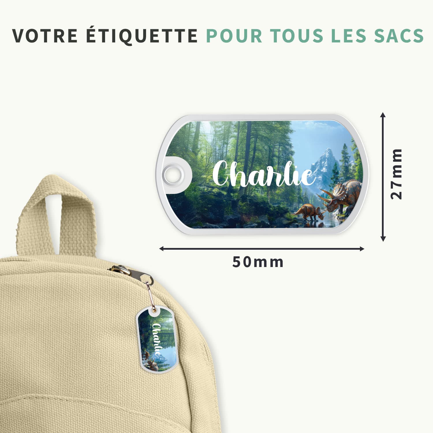 Étiquette cartable au motif réaliste