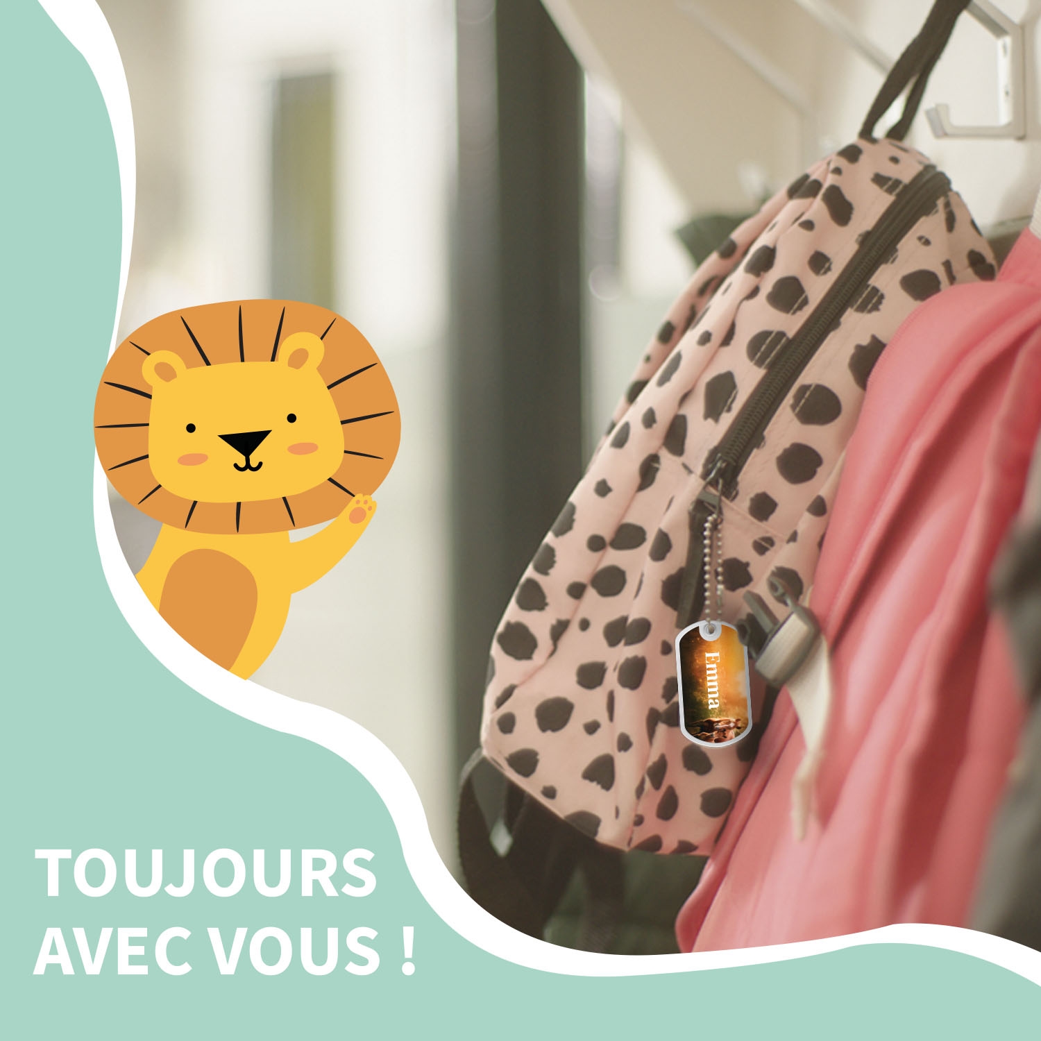 Étiquette cartable au motif réaliste