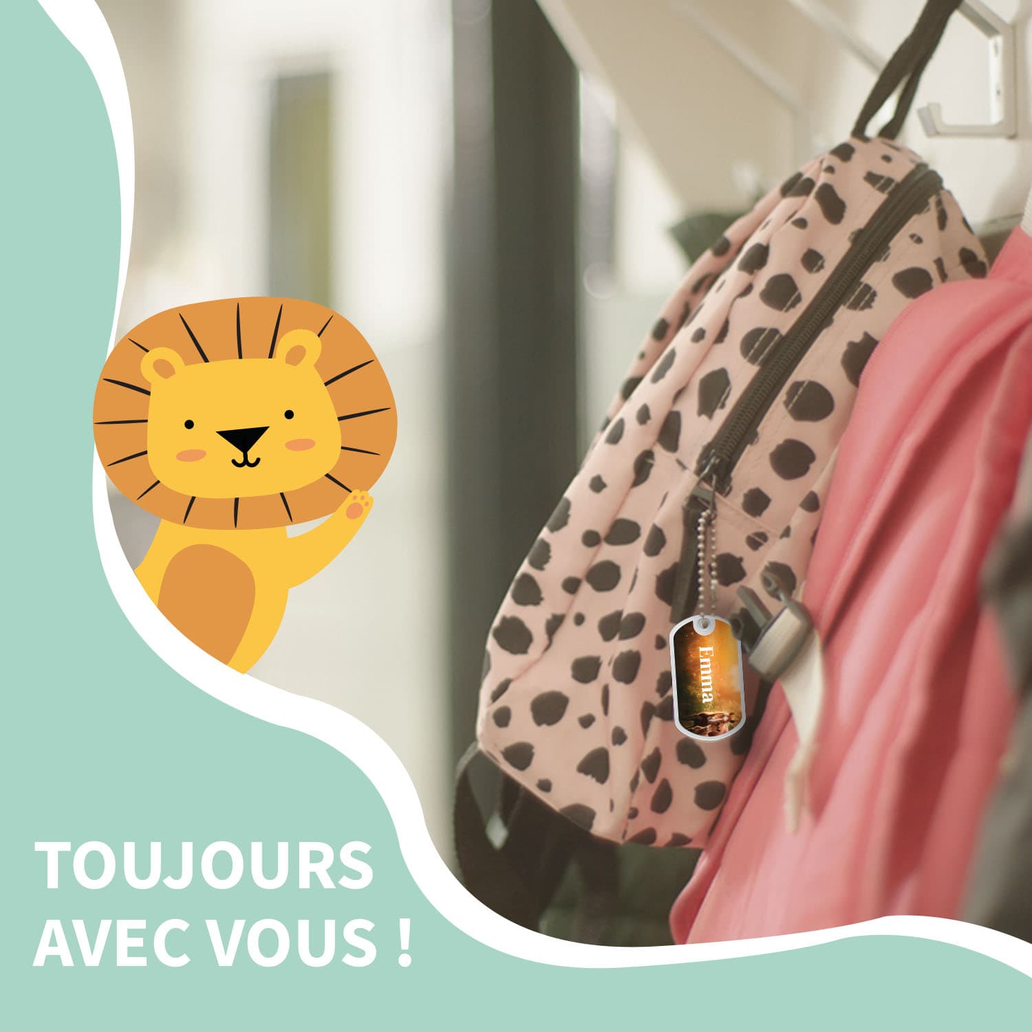 Étiquette cartable au motif réaliste
