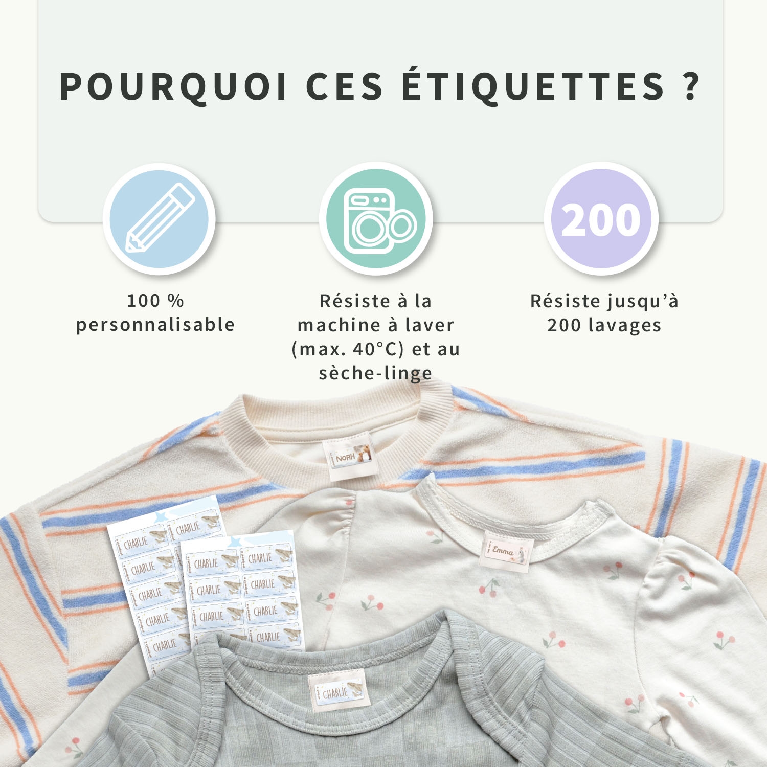 Étiquettes autocollantes pour vêtements Aquarelle