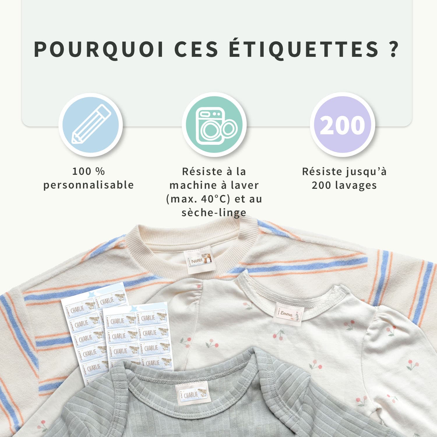 Étiquettes autocollantes pour vêtements Aquarelle