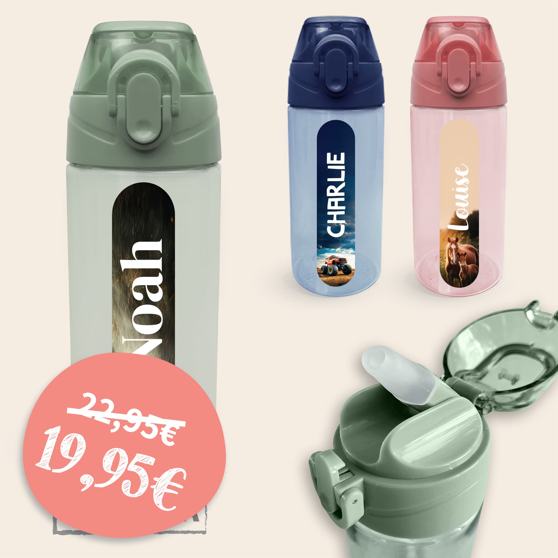 Gourde Enfant Personnalisée au motif réaliste