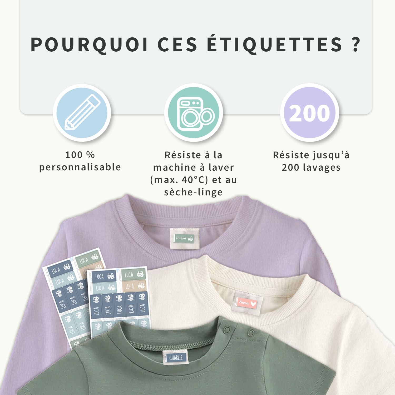 Étiquettes Vêtements Autocollantes