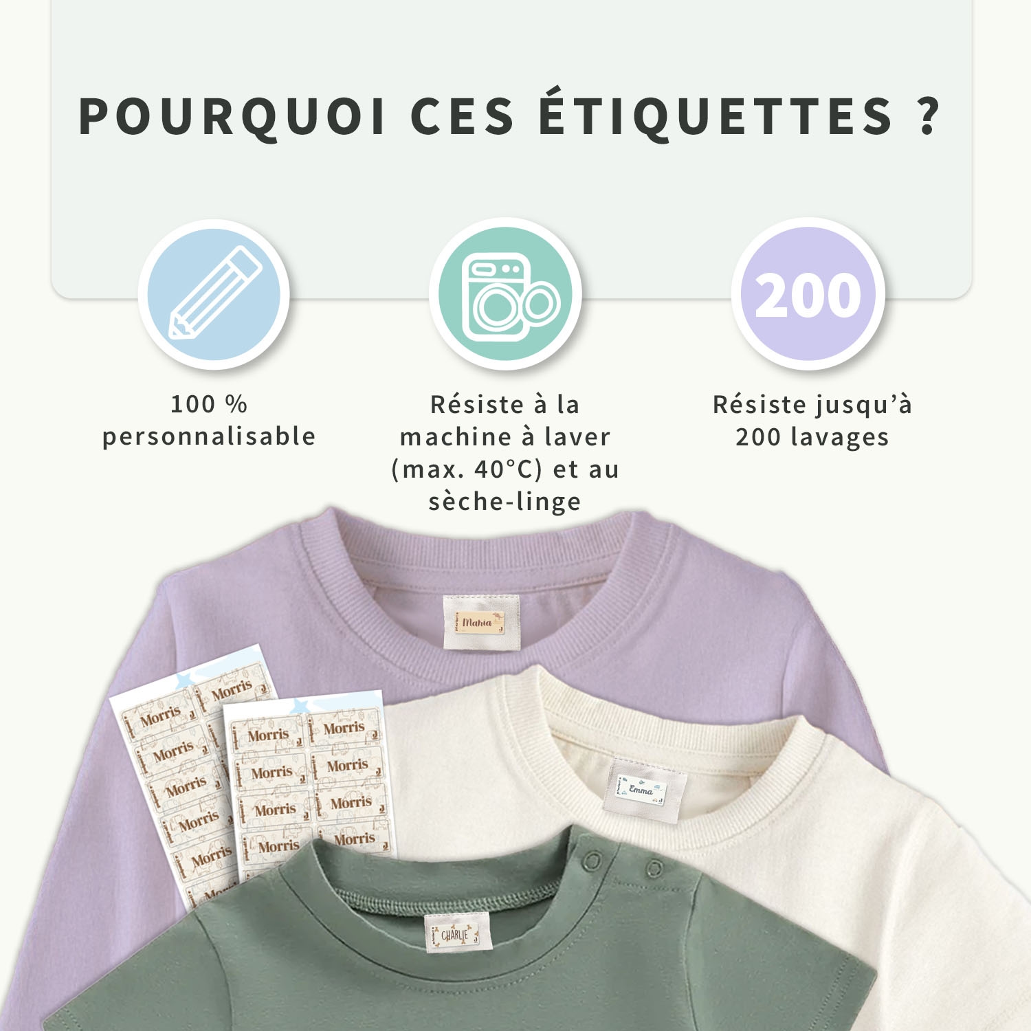 Jollein - Étiquettes Vêtements Autocollantes