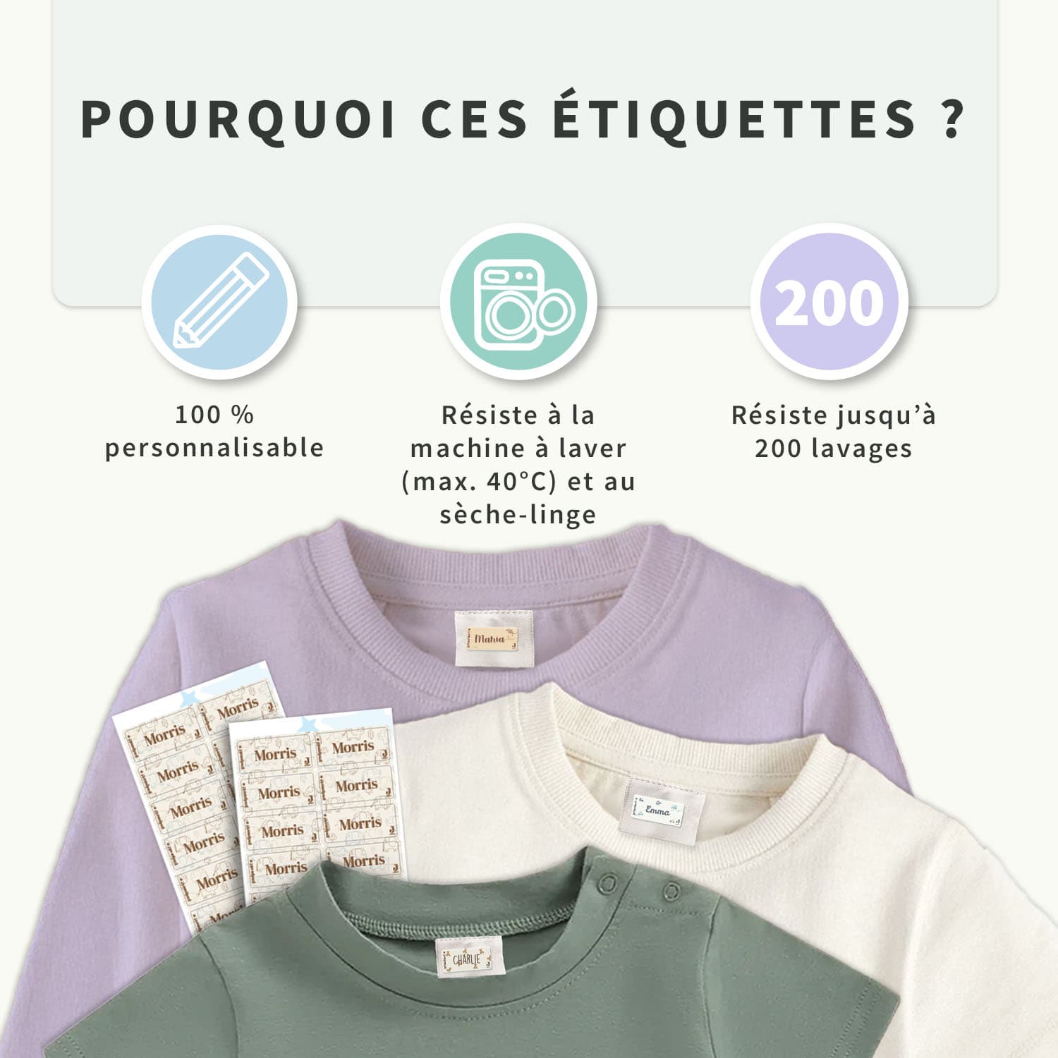 Jollein - Étiquettes Vêtements Autocollantes