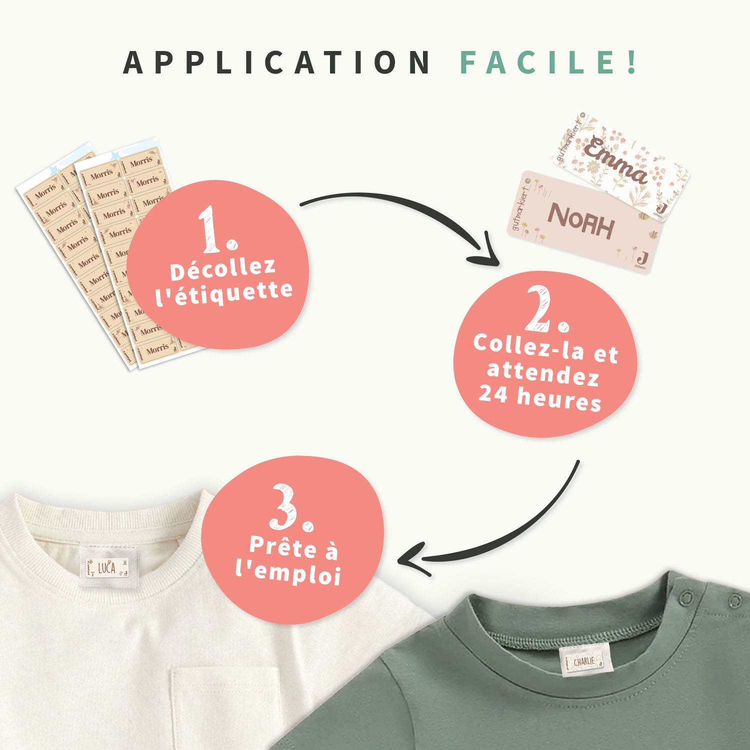 Jollein - Étiquettes Vêtements Autocollantes