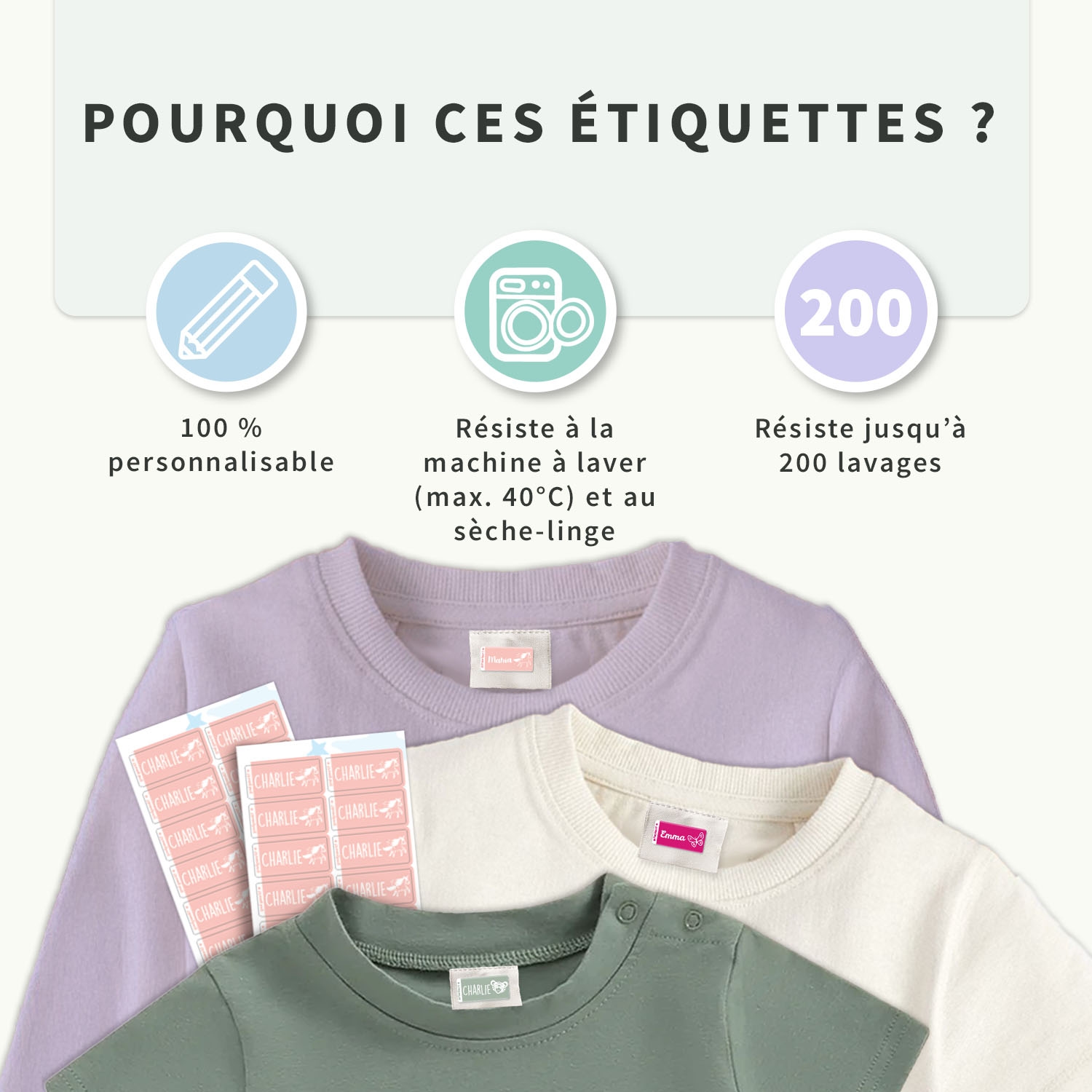 Étiquettes Vêtements Autocollantes Unies