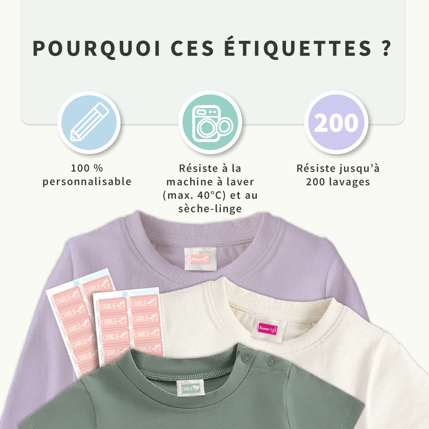 Étiquettes Vêtements Autocollantes Unies