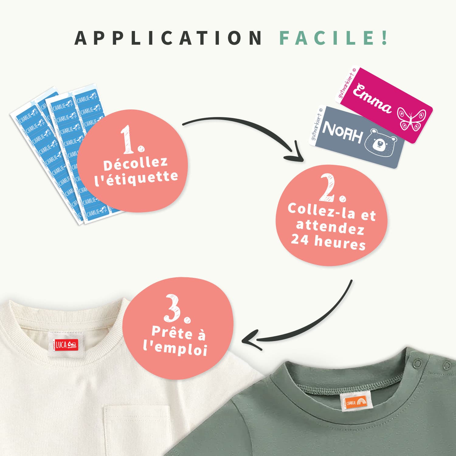 Étiquettes Vêtements Autocollantes Unies