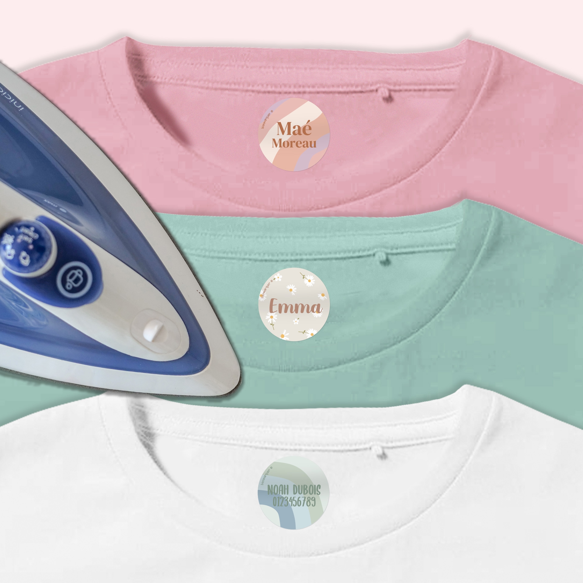 Étiquettes thermocollantes rondes tendance