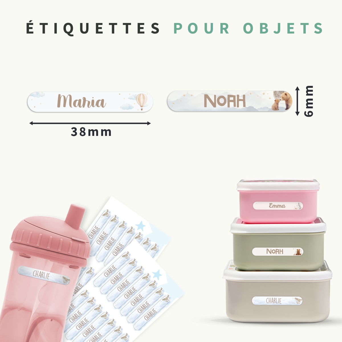 Mini Étiquettes Prénom Aquarelle