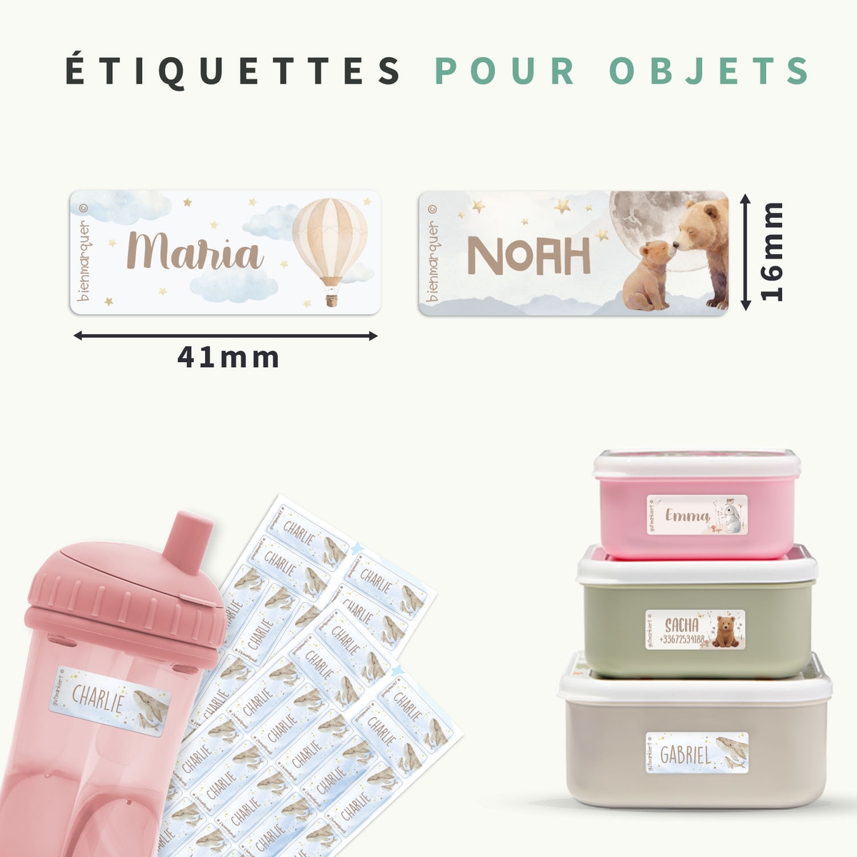 Petites Étiquettes Prénom Aquarelle