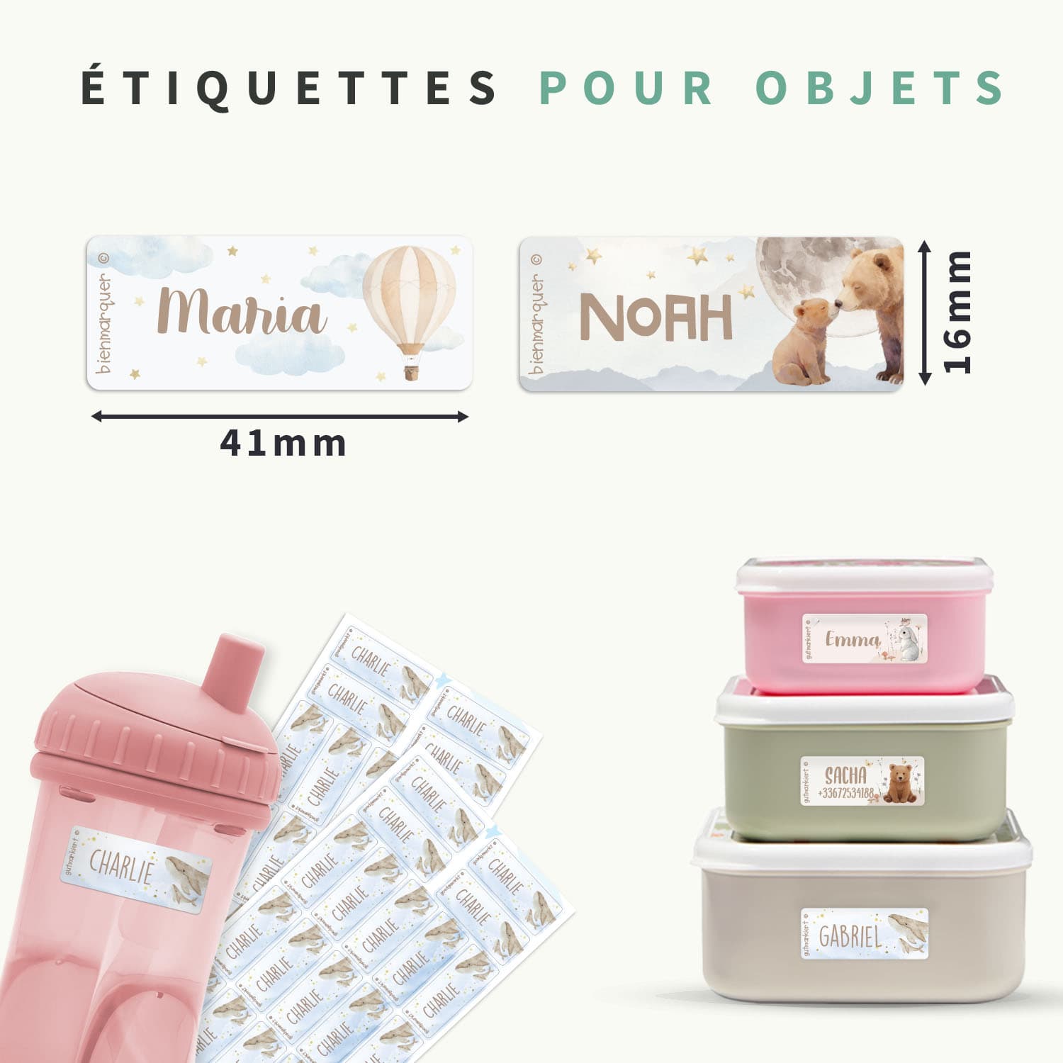 Petites Étiquettes Prénom Aquarelle