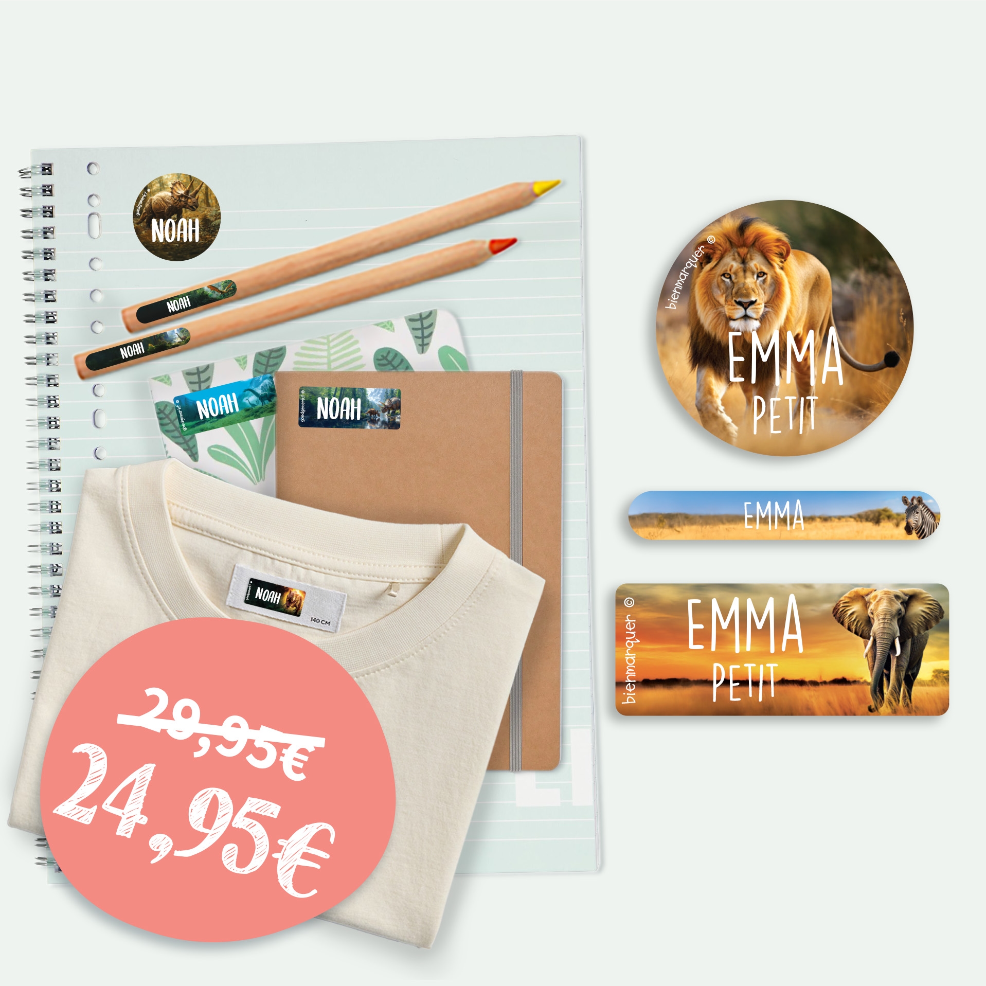 Pack Étiquettes Objets & Vêtements Autocollantes au motif réaliste