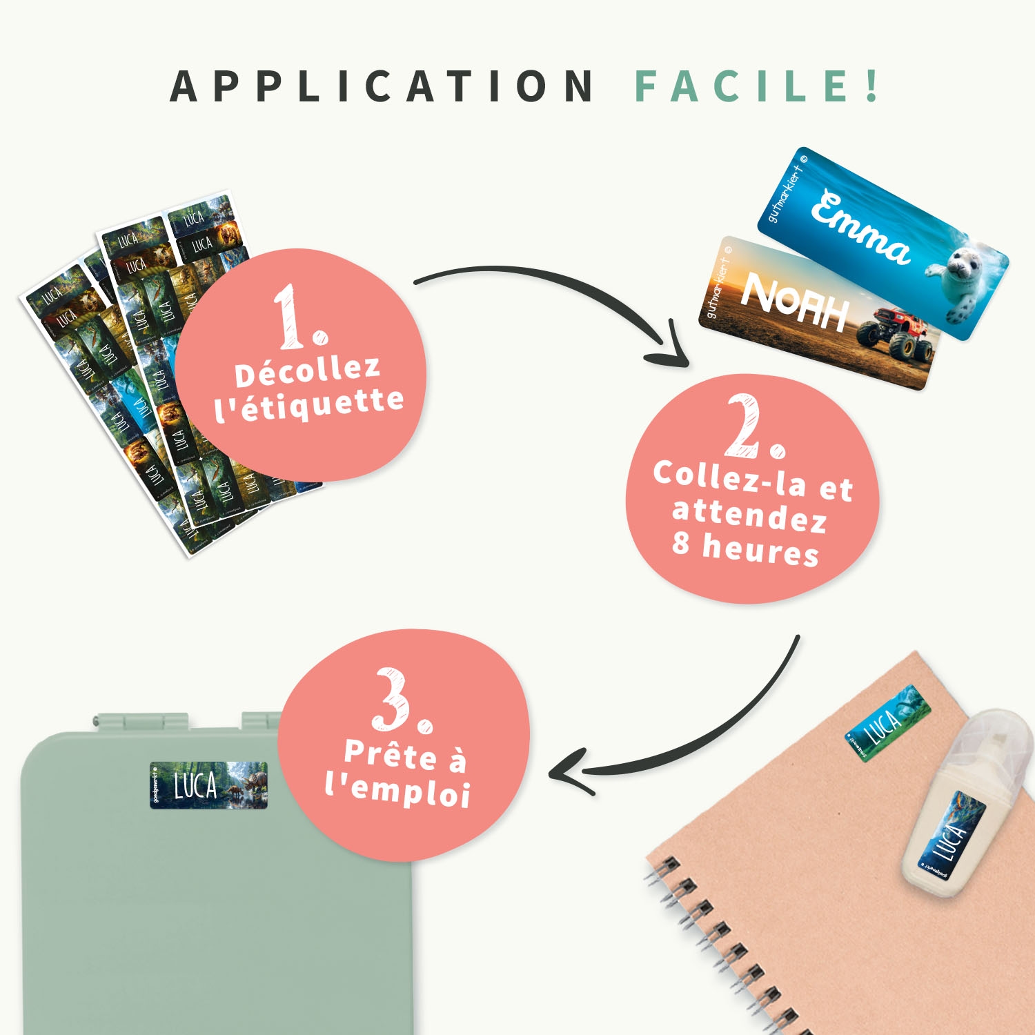Petites Étiquettes Autocollantes au motif réaliste