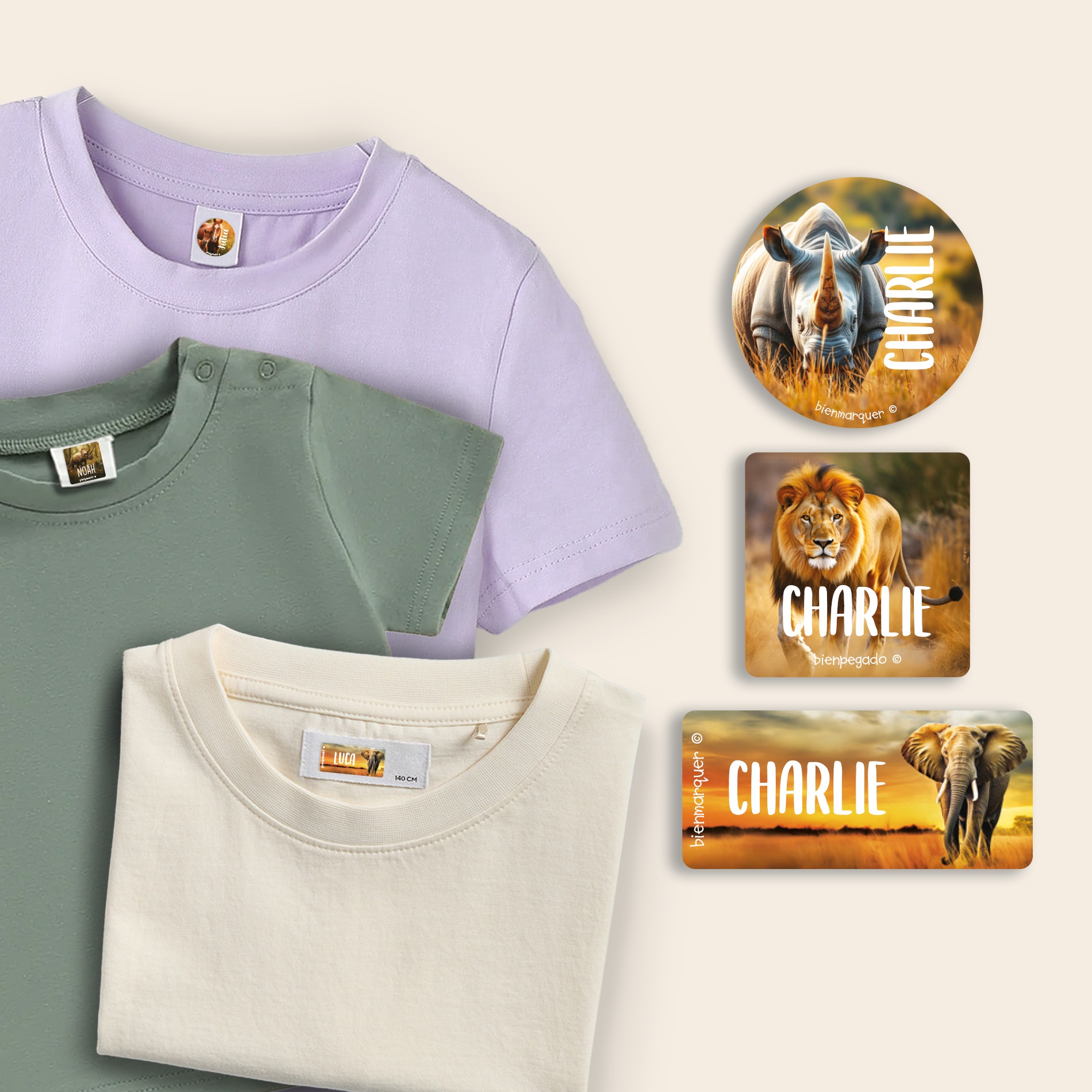 Pack d’Étiquettes Vêtements Autocollantes au motif réaliste