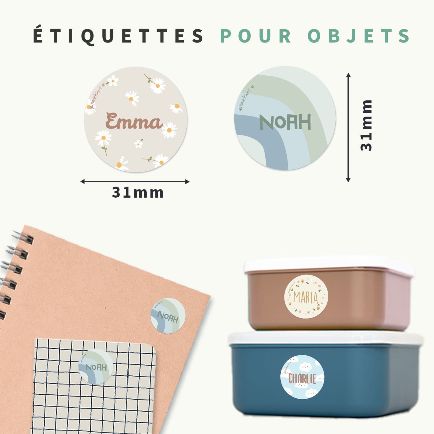 Étiquettes Autocollantes Rondes Tendance