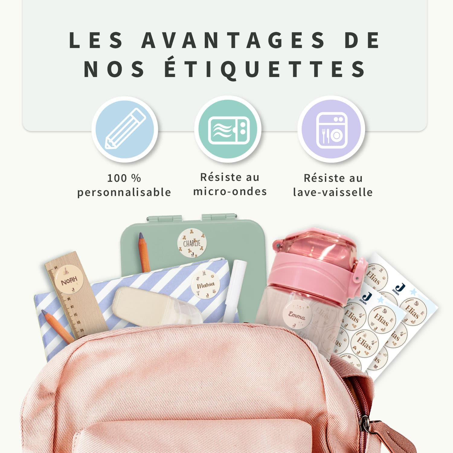 Jollein - Étiquettes Autocollantes Rondes