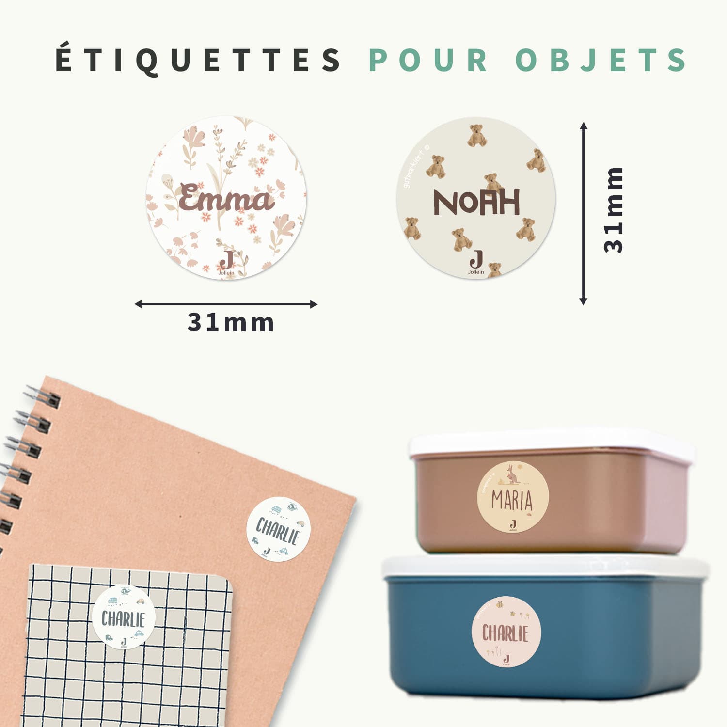 Jollein - Étiquettes Autocollantes Rondes