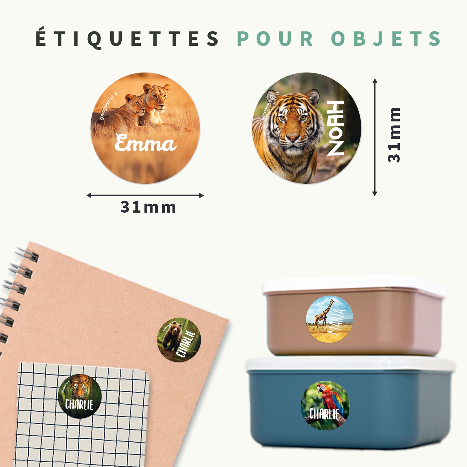 Étiquettes Autocollantes Rondes au motif réaliste