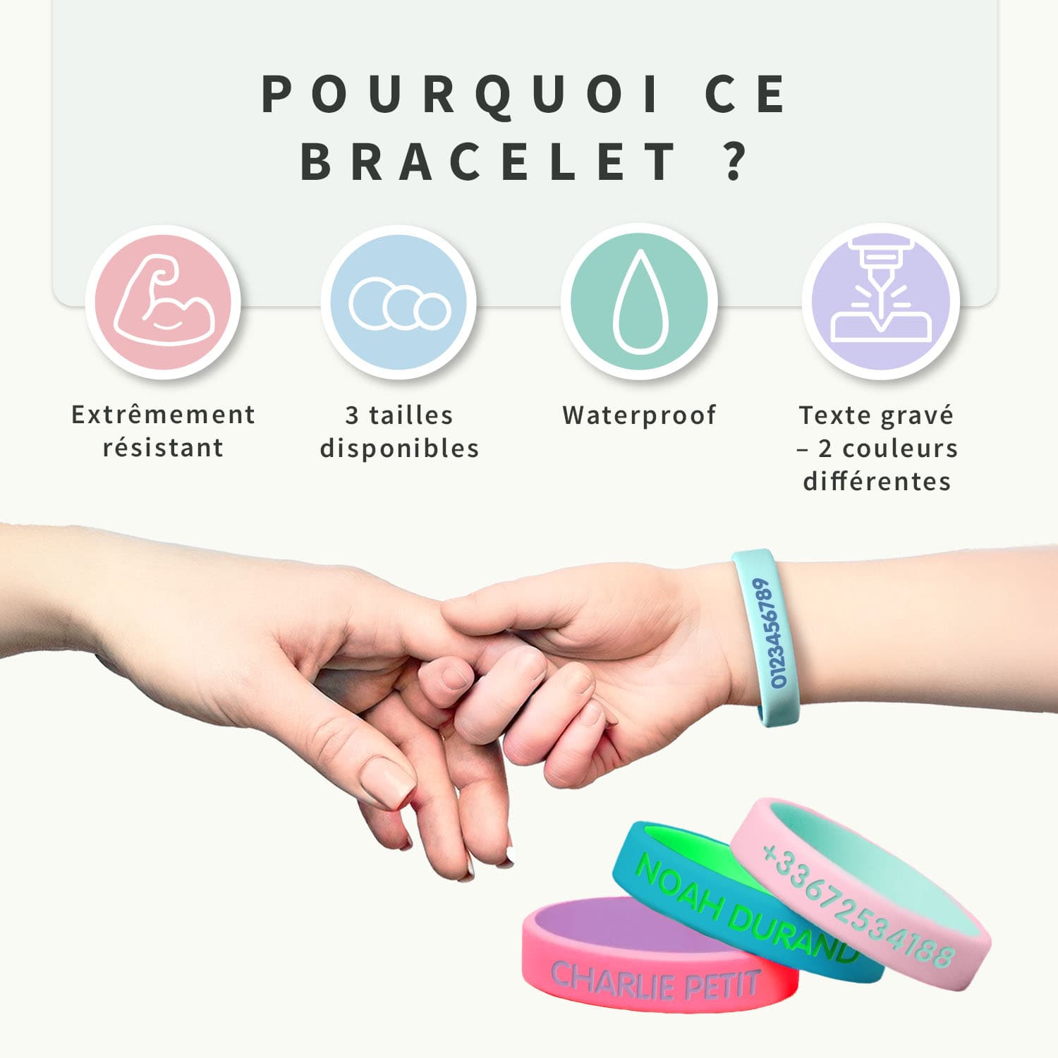 Bracelet SOS bicolore pour enfants