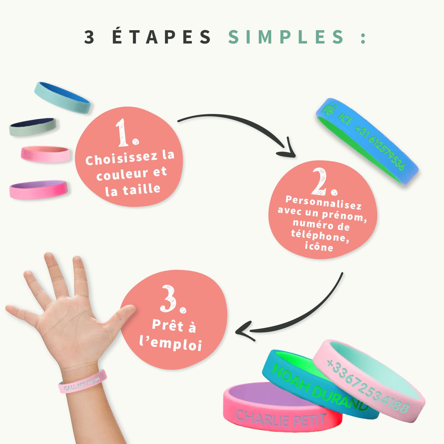 Bracelet SOS bicolore pour enfants