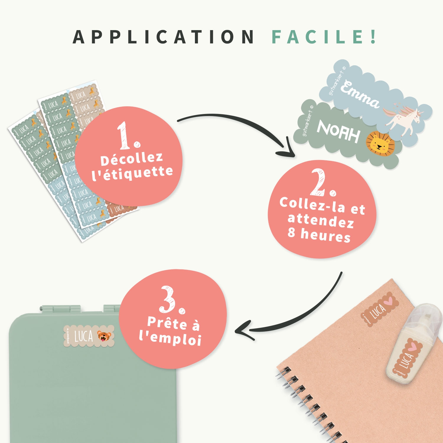 Étiquettes autocollantes avec bords ondulés à thème