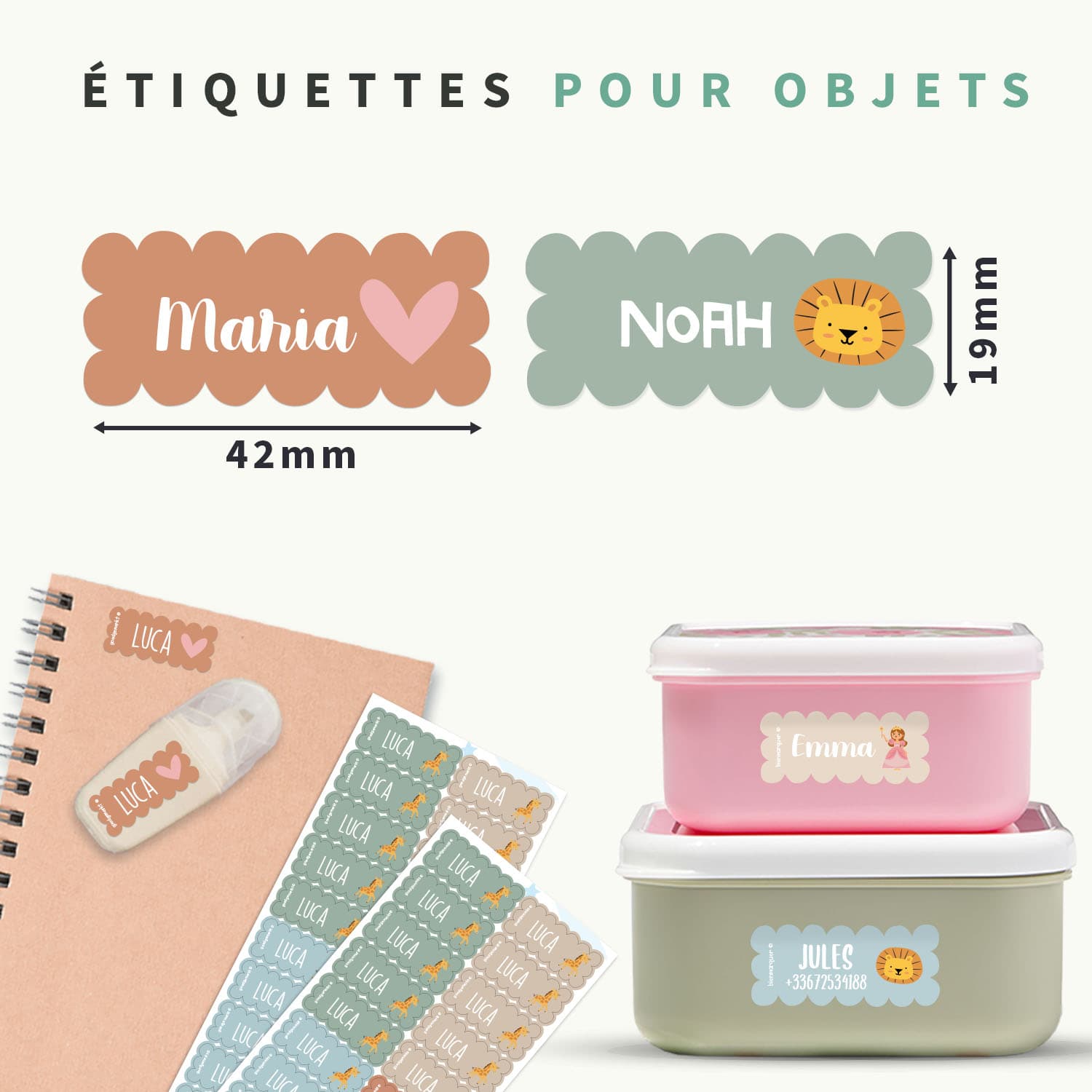 Étiquettes autocollantes avec bords ondulés à thème