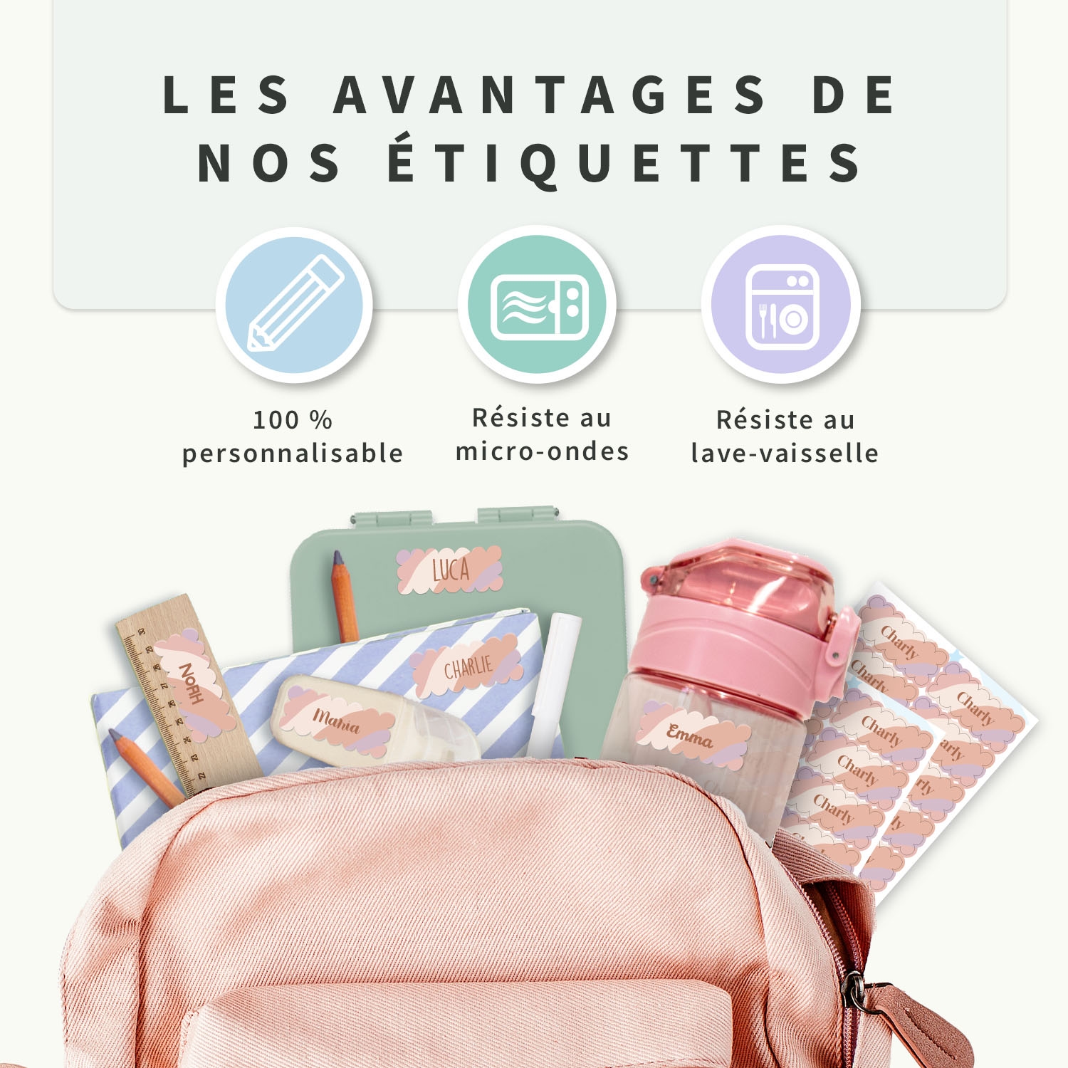 Étiquettes autocollantes avec bords ondulés tendance