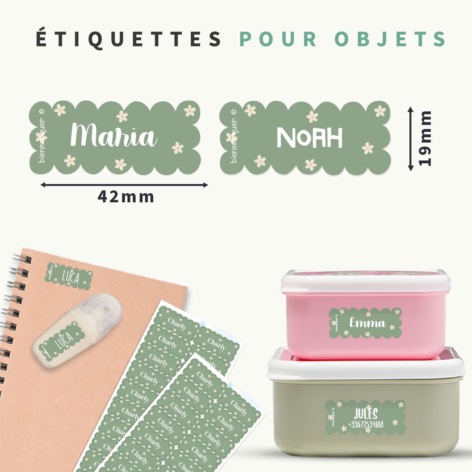 Étiquettes autocollantes avec bords ondulés tendance