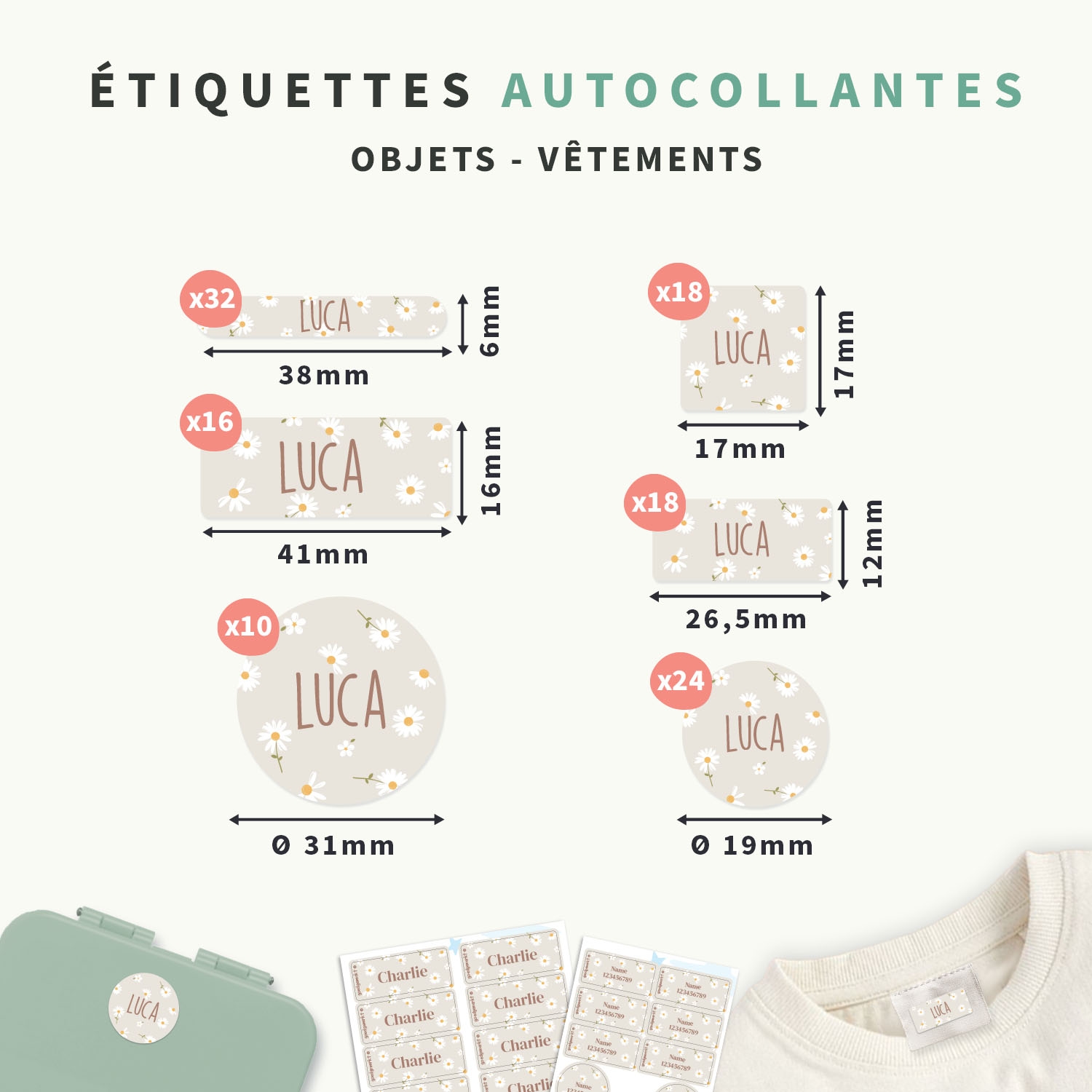 Pack Étiquettes Objets & Vêtements Autocollantes Tendance