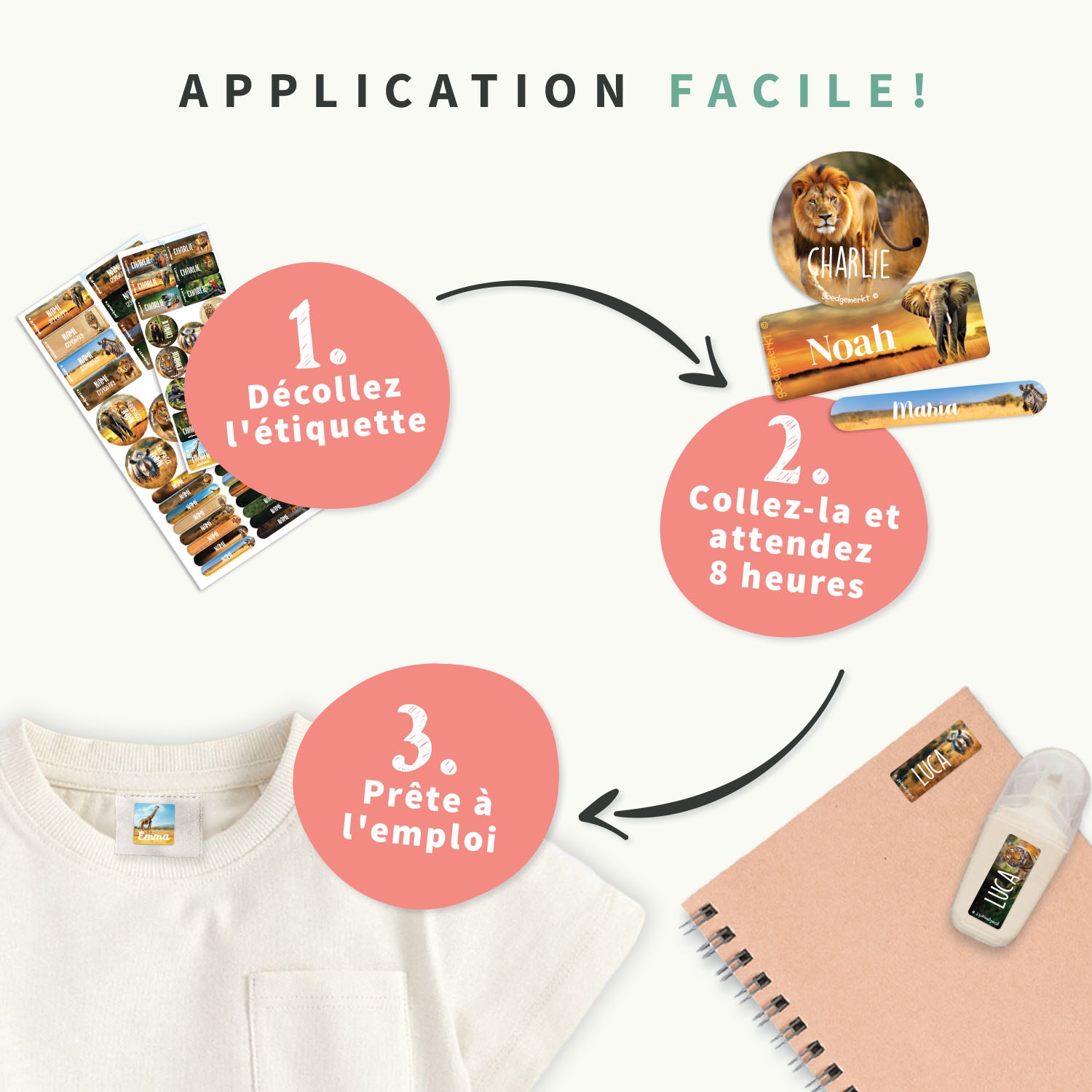 Pack Étiquettes Objets & Vêtements Autocollantes au motif réaliste