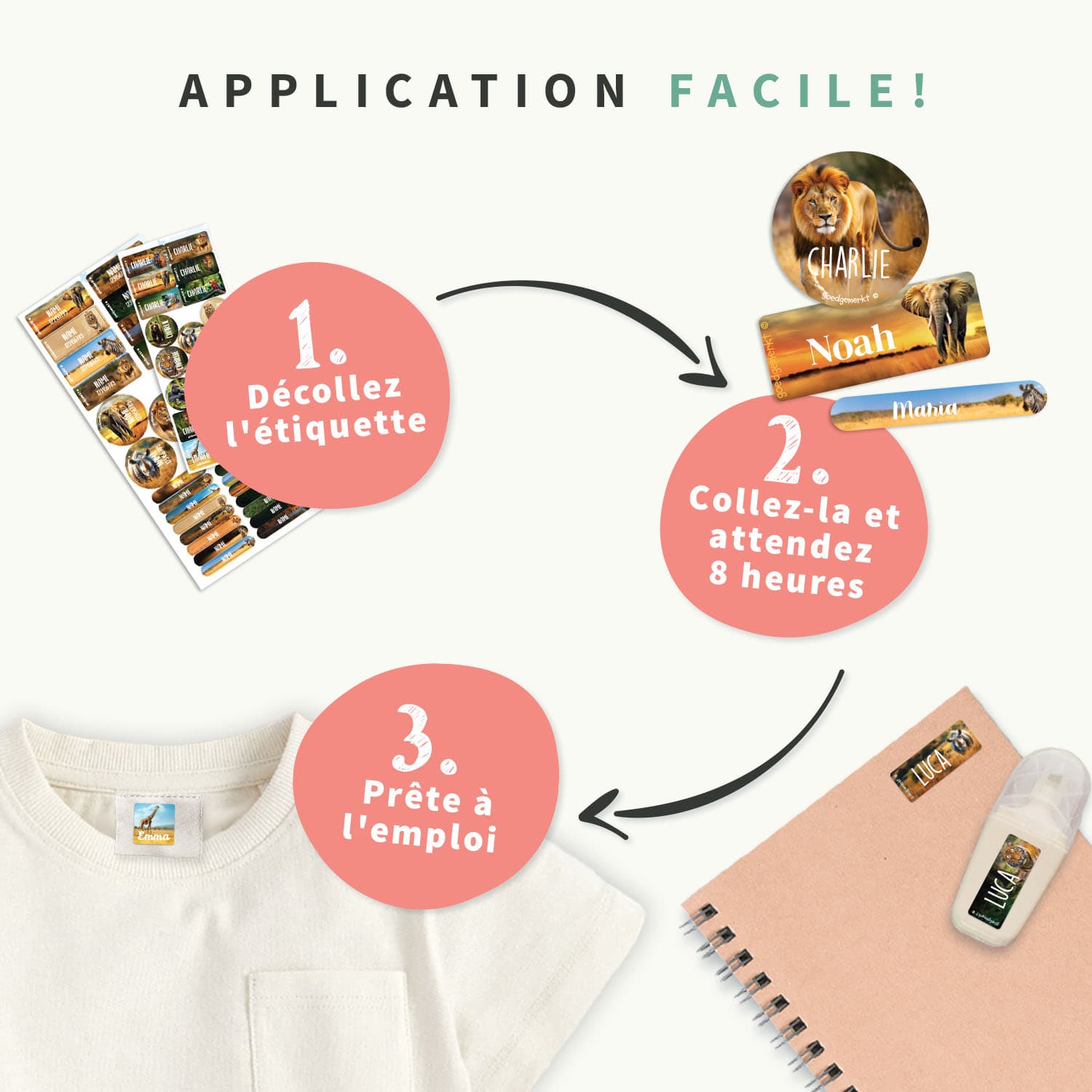 Pack Étiquettes Objets & Vêtements Autocollantes au motif réaliste