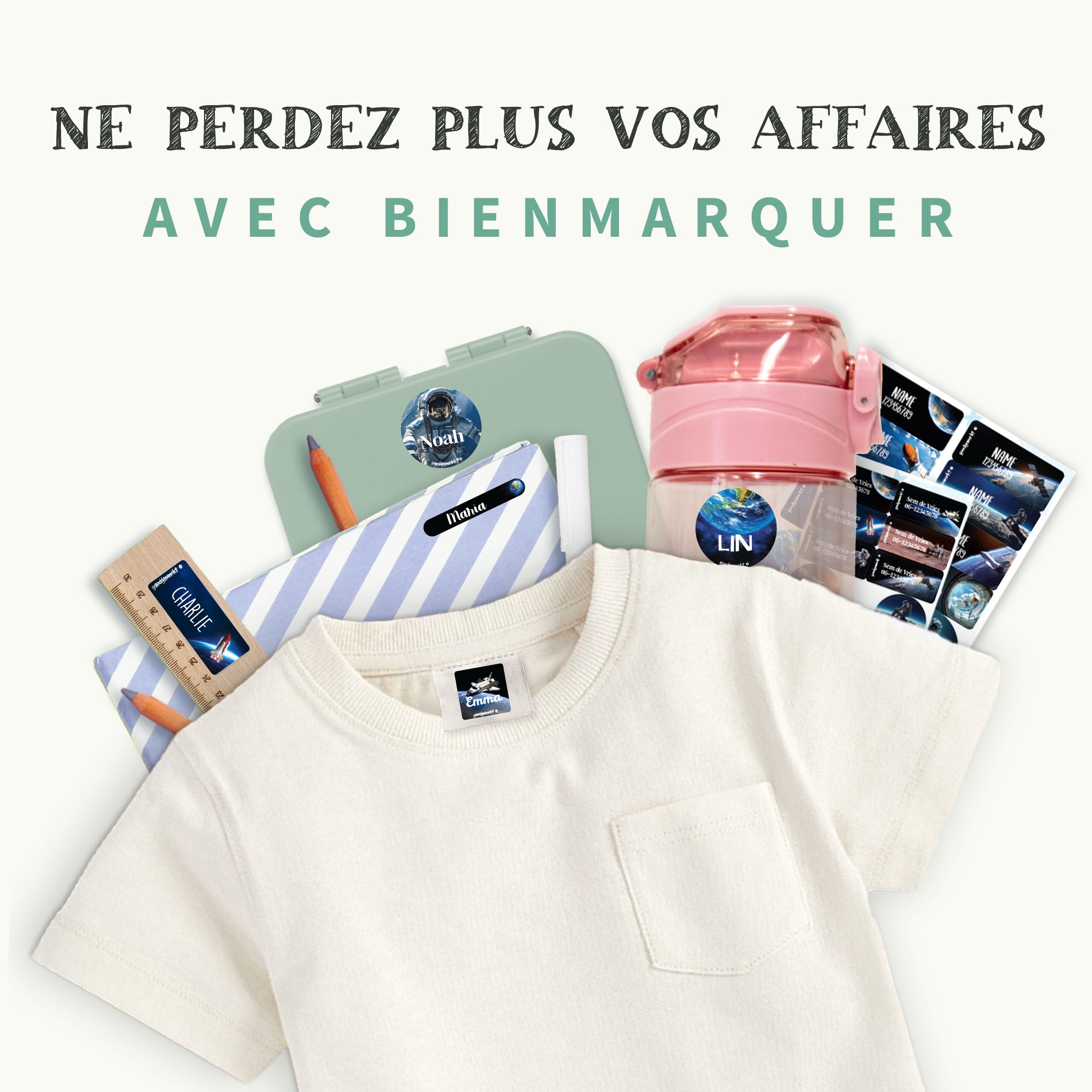 Pack Étiquettes Objets & Vêtements Autocollantes au motif réaliste