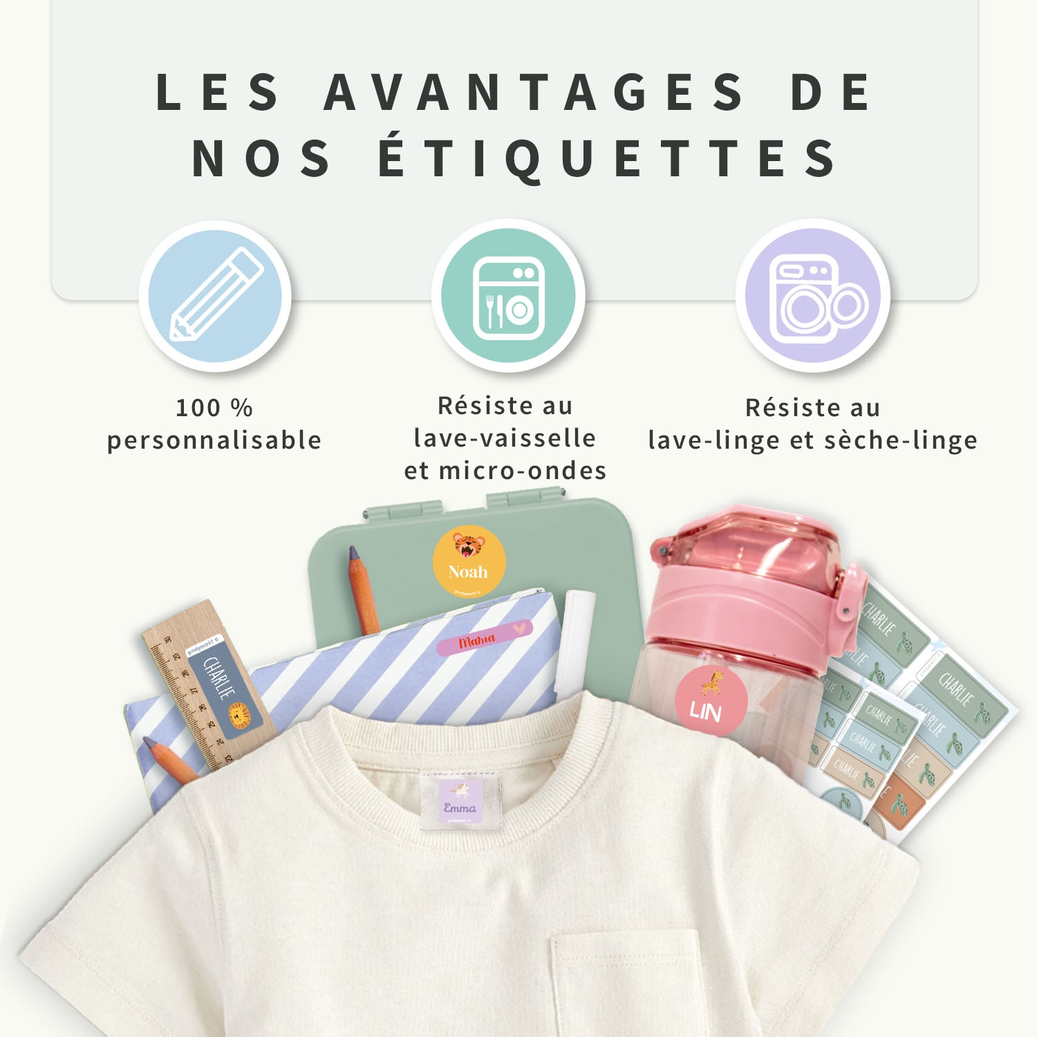 Pack Étiquettes Objets & Vêtements Autocollantes à Thème
