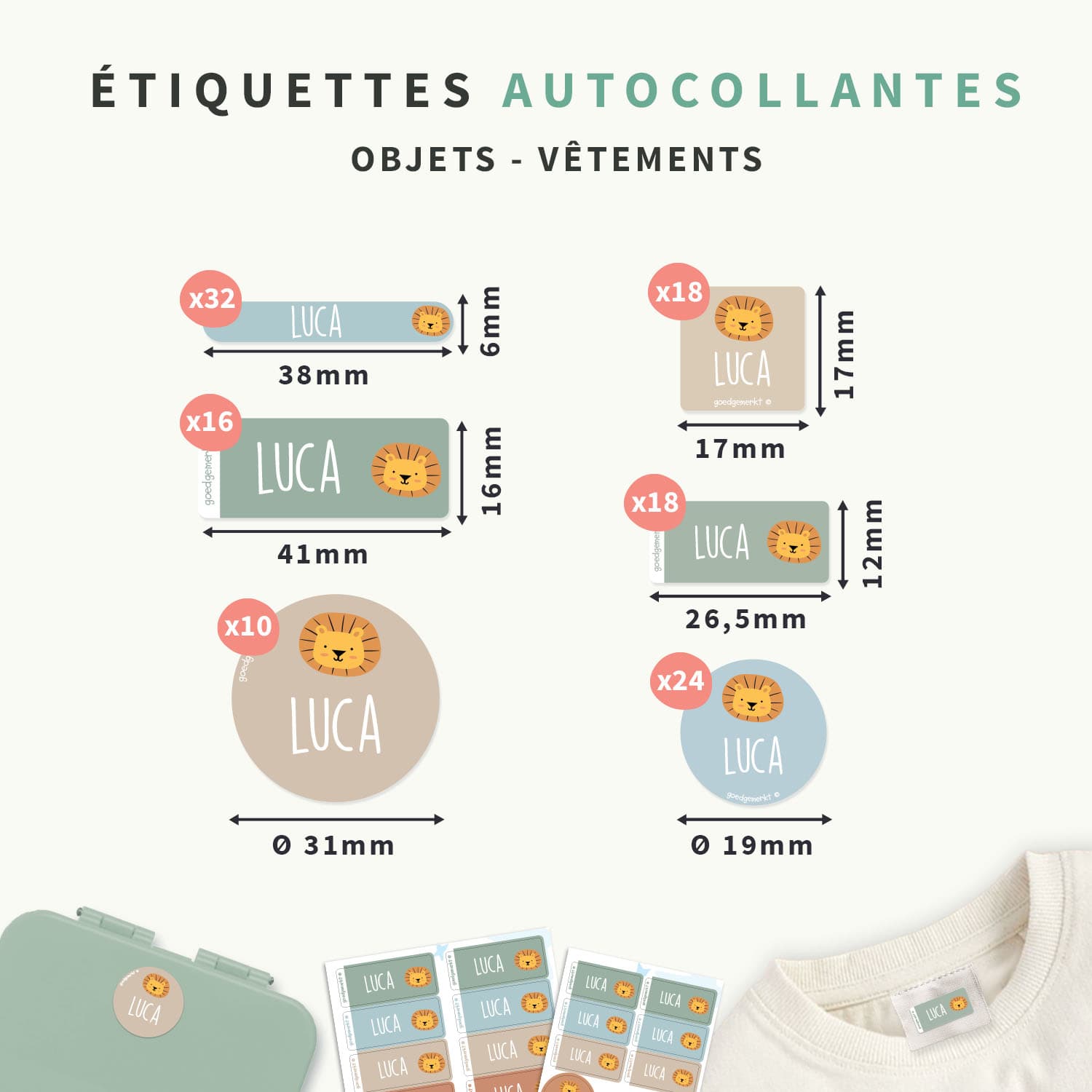 Pack Étiquettes Objets & Vêtements Autocollantes à Thème