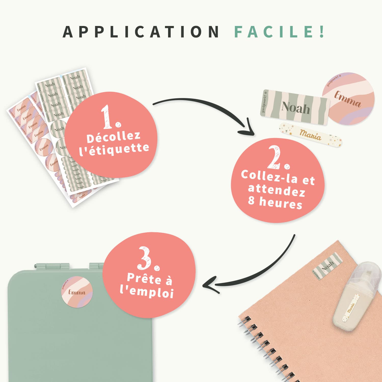 Pack d'Étiquettes Autocollantes pour Objets Tendance