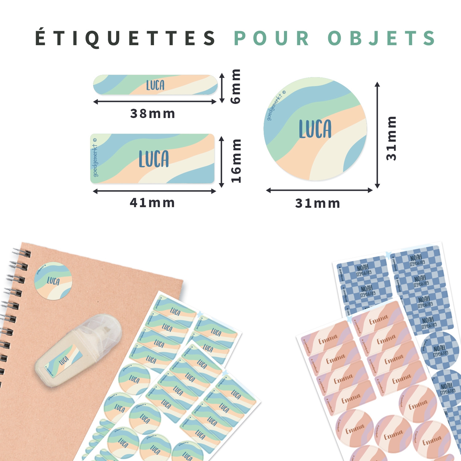 Pack d'Étiquettes Autocollantes pour Objets Tendance