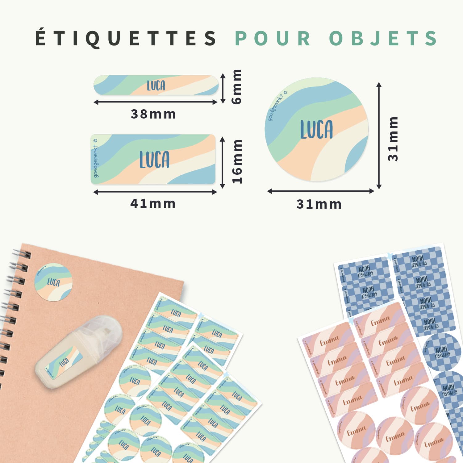 Pack d'Étiquettes Autocollantes pour Objets Tendance