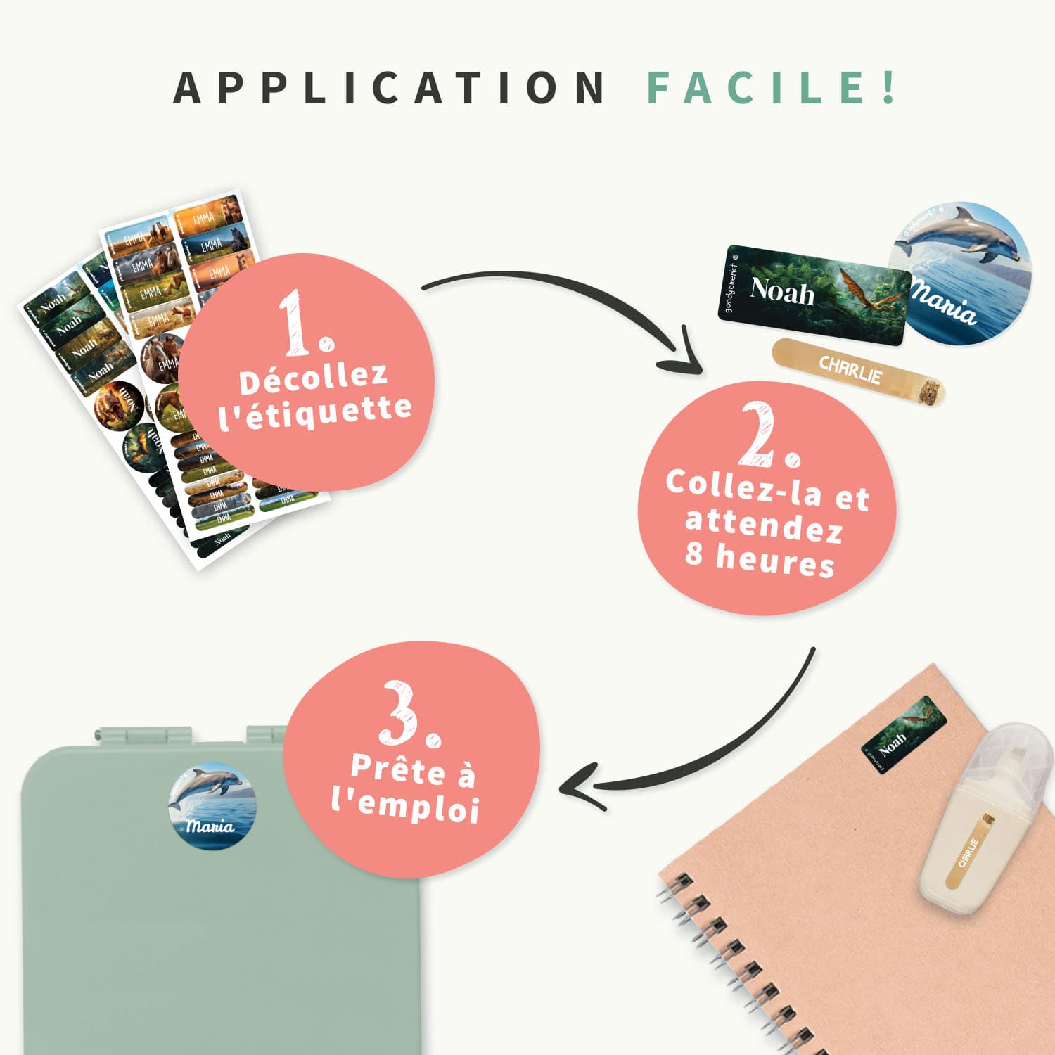 Pack d'Étiquettes Autocollantes pour Objets au motif réaliste