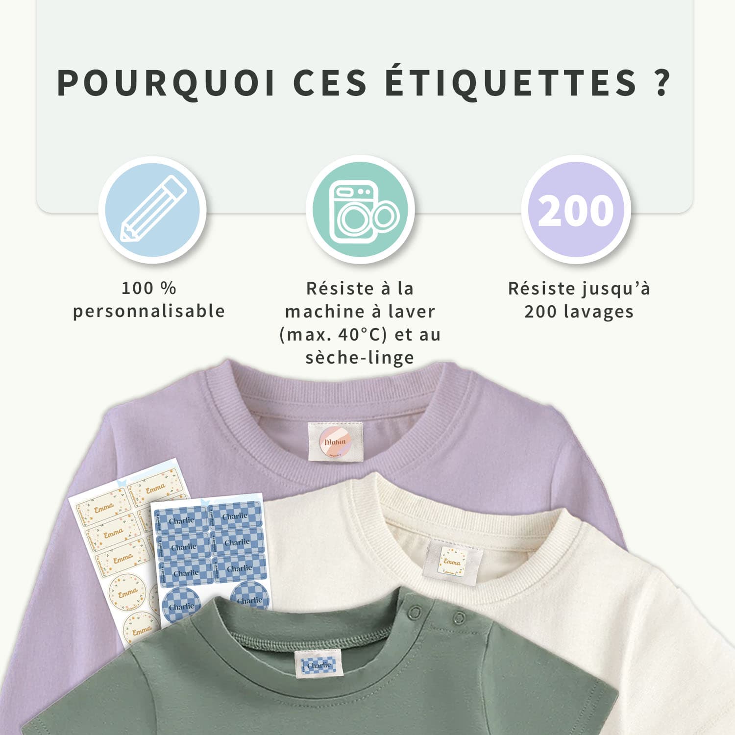 Pack d’Étiquettes Vêtements Autocollantes Tendance