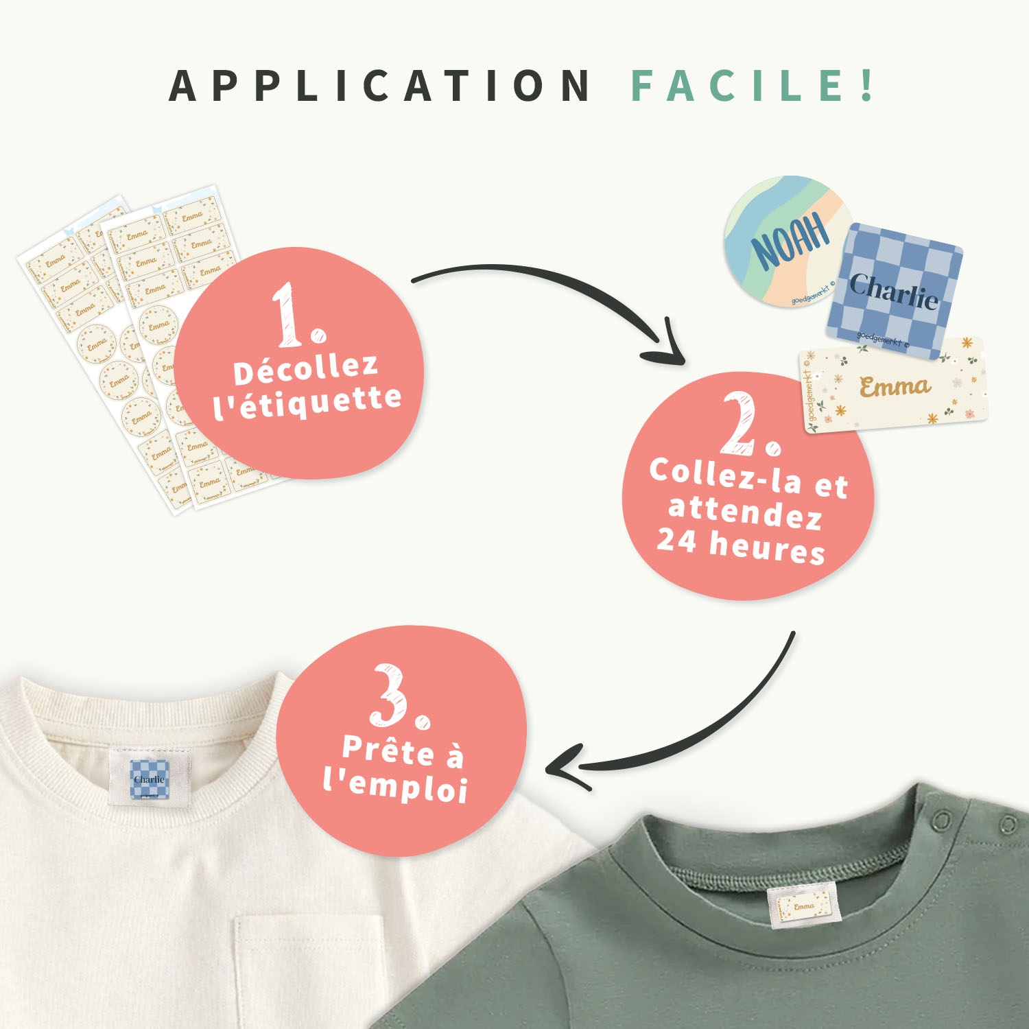 Pack d’Étiquettes Vêtements Autocollantes Tendance