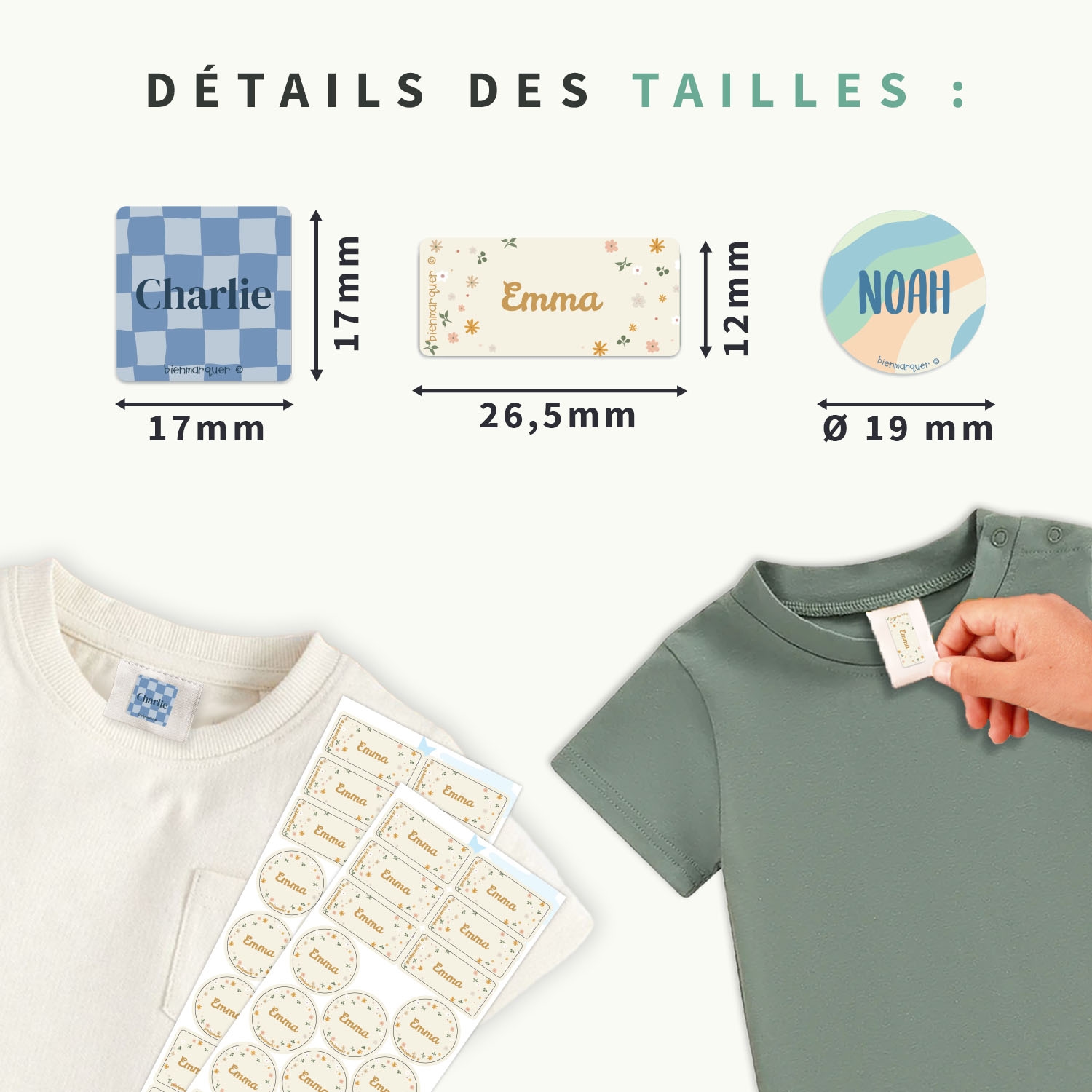 Pack d’Étiquettes Vêtements Autocollantes Tendance